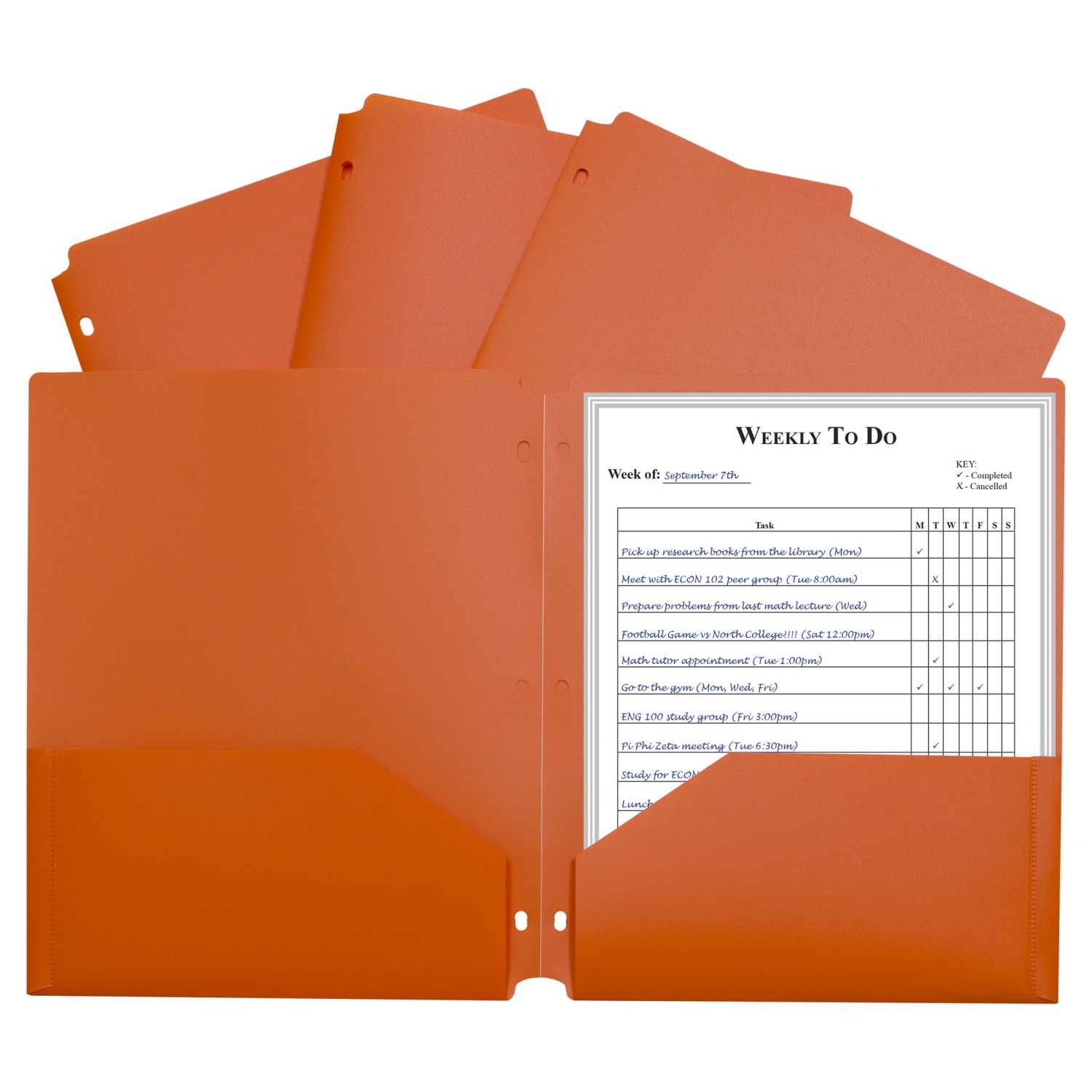 C-Line 2-Pocket Heavyweight Poly Portfolio Folders With 3-Hole Punch, 8-1/2in x 11in, Orange, Pack Of 25 Folders - Image 3