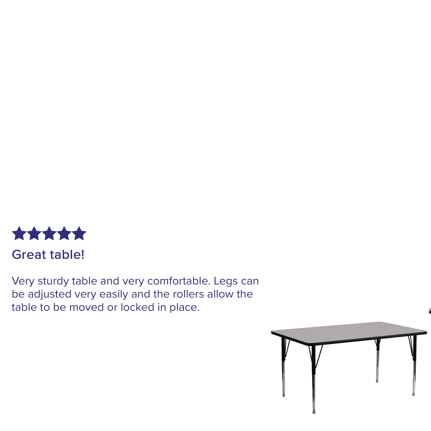 Flash Furniture 30ft"W Rectangular Height-Adjustable Activity Table, Gray - Image 4