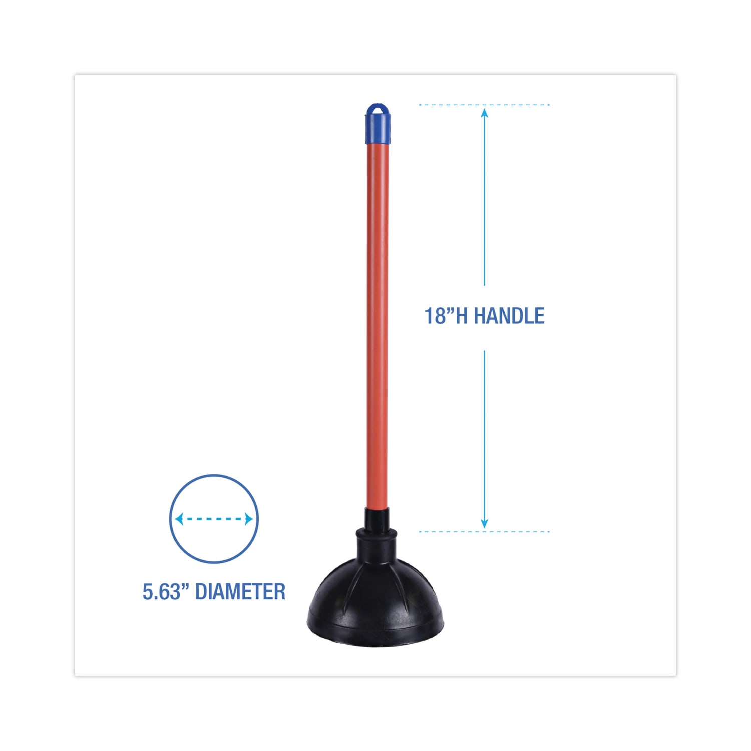 Boardwalk Rubber Toilet Plunger, 18in, Red/Black - Image 3