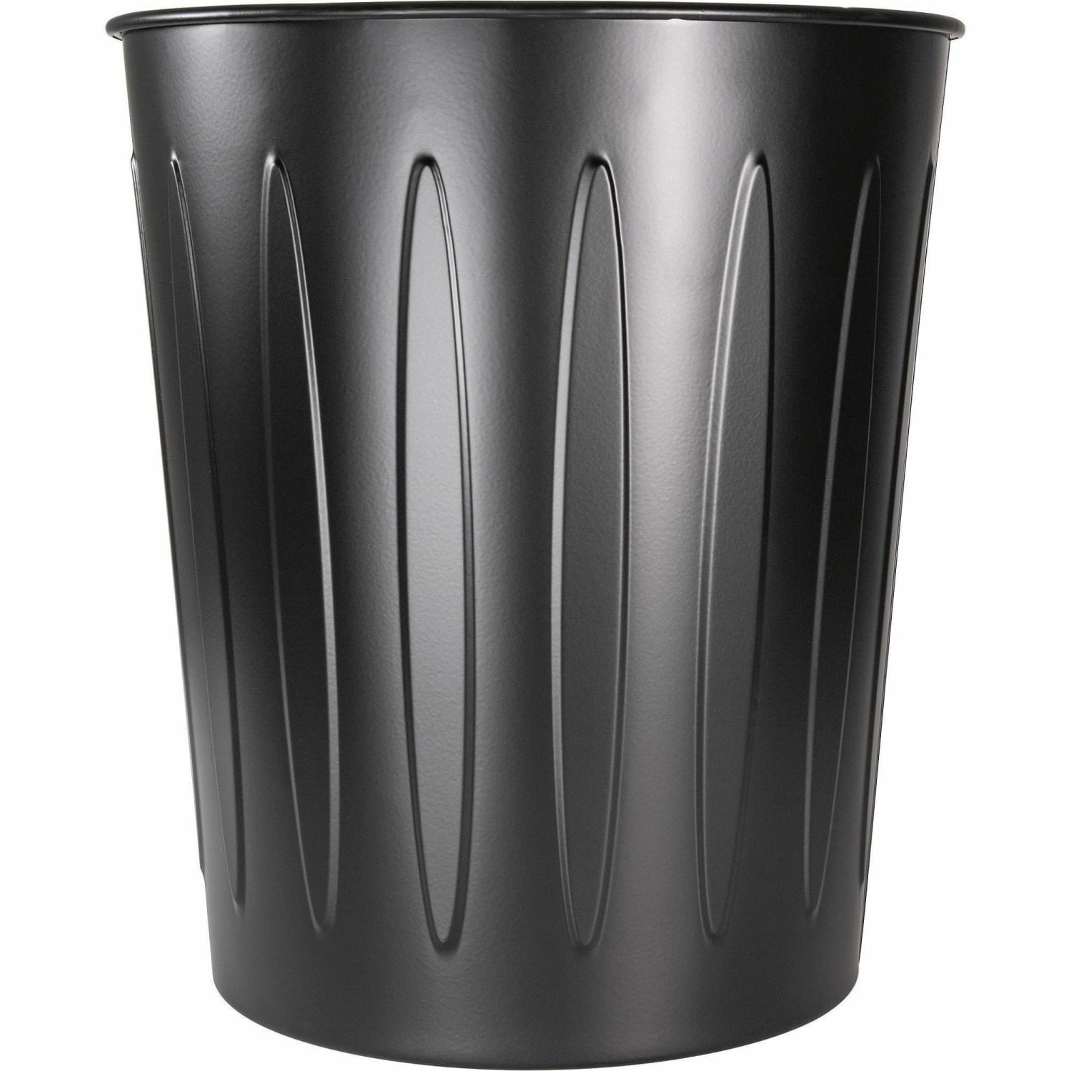 Genuine Joe 6-gallon Fire-safe Trash Can - 6 gal Capacity - Fire-Safe, Sturdy - 14in Height x 13in Diameter - Metal, Steel - Black - 6 / Carton - Image 3
