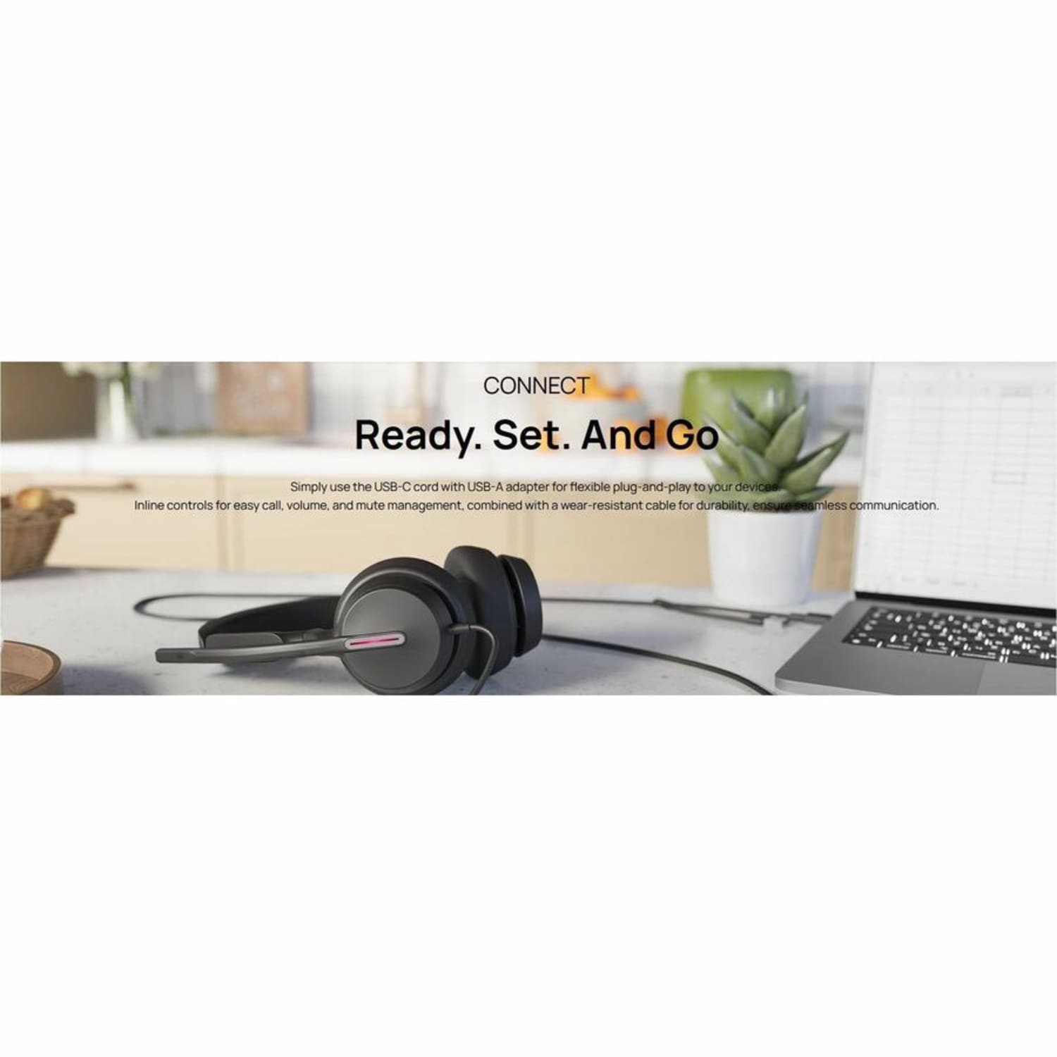 Yealink UH46 Wired Headset, Stereo, 20 Hz to 20 kHz, Over-the-head, Binaural, Supra-aural, 4.92ft Cable, Black - Image 6
