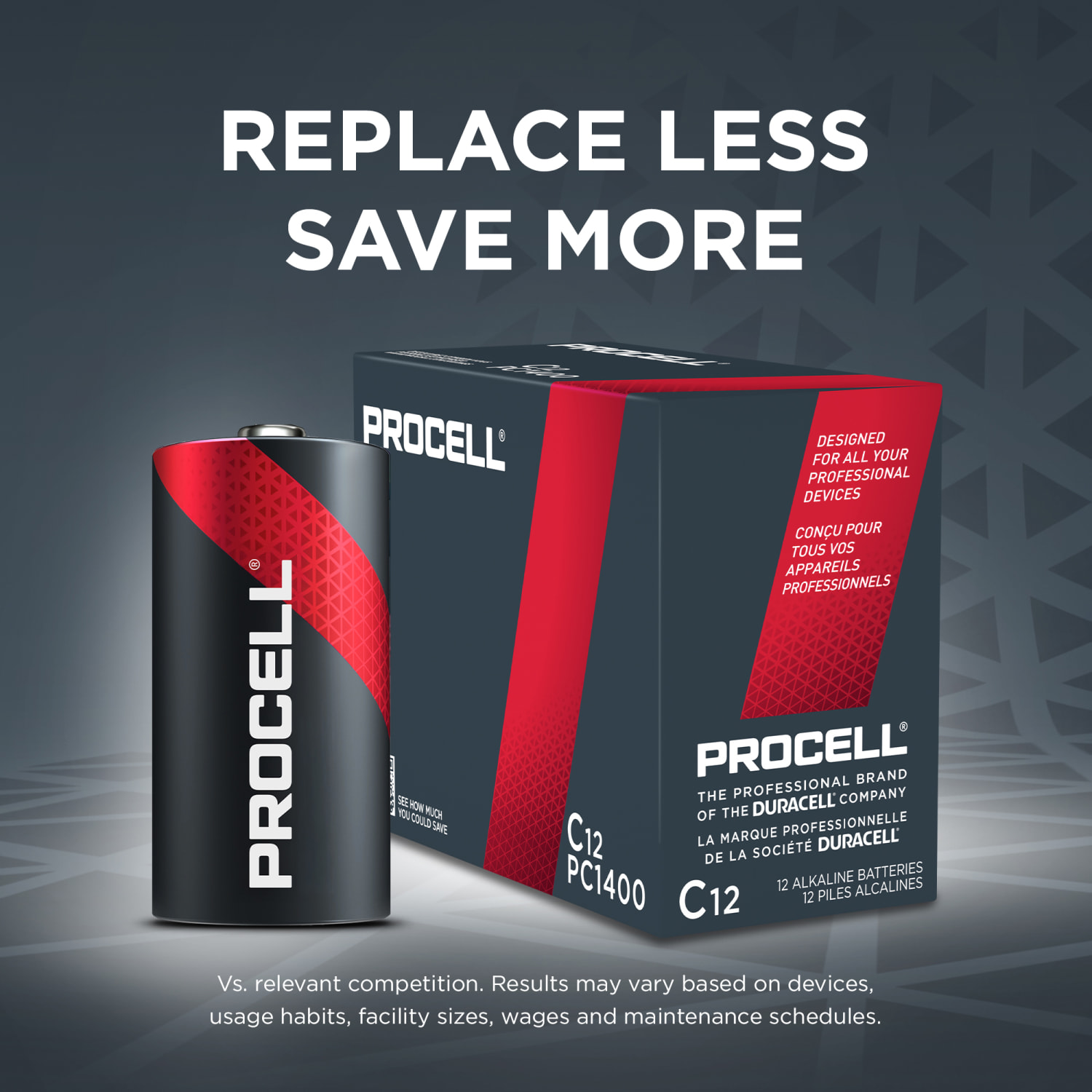 Procell PC-1400 Alkaline General Purpose C Batteries, Pack Of 12 - Image 3