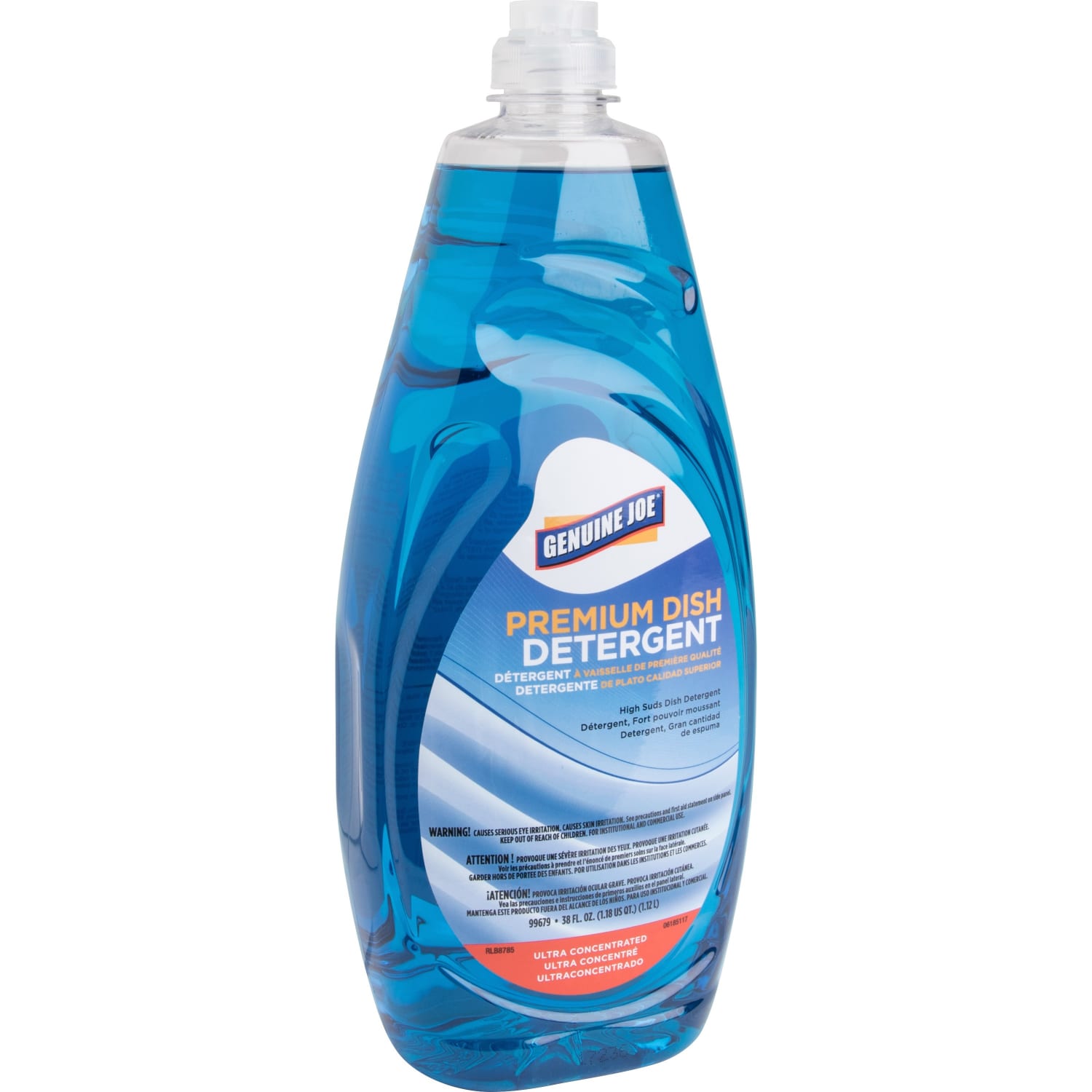 Genuine Joe Premium Dish Detergent - For Dish - Concentrate - 38 fl oz (1.2 quart) - Film-free - Blue - 1 Each - Image 3