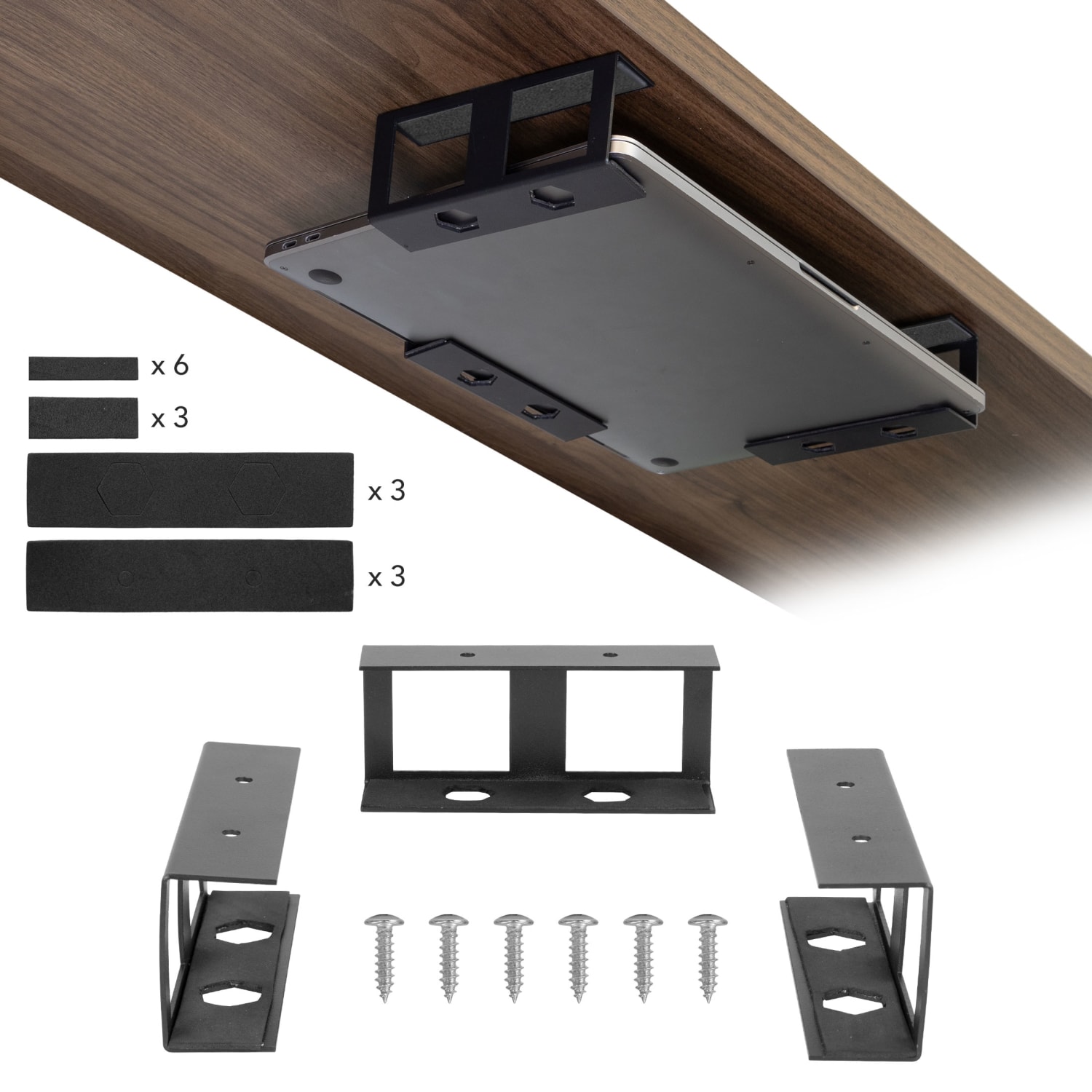 Mount-It! Under Desk Laptop Holder, 2inH x 6inW, Black - Image 3