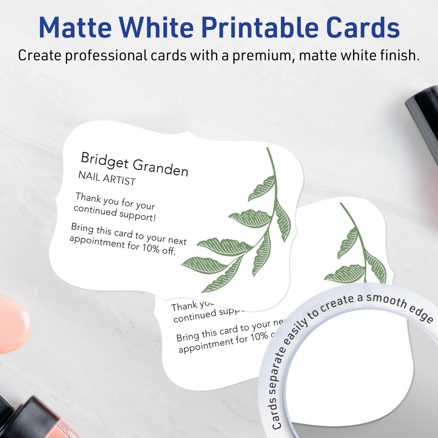 Avery Printable Invitation Cards, 5in x 7in Rectangle Flourished Edge, Matte White, Pack Of 50 - Image 3