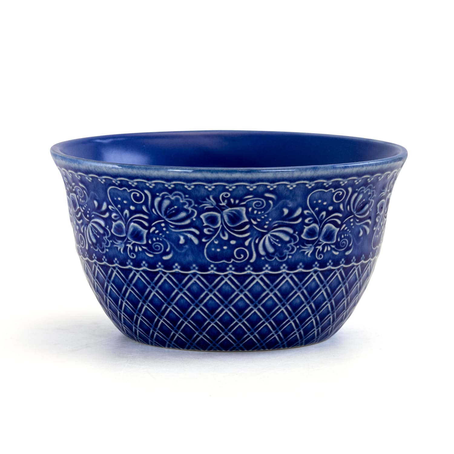 Elama 16-Piece Stoneware Dinnerware Set, Indigo Lotus - Image 5