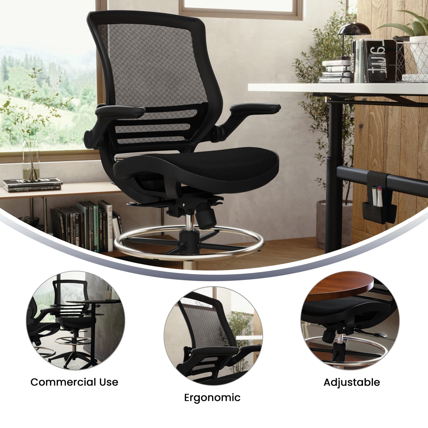 Flash Furniture MidBack Transparent Mesh Drafting Chair with FlipUp Arms Black PopularChairscom Flash Furniture Mid Back Transparent Mesh Drafting Chair with Flip Up Arms Black PopularChairscom