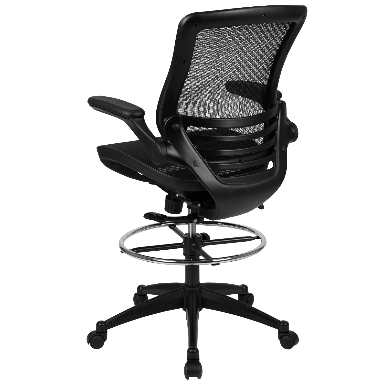 Flash Furniture MidBack Transparent Mesh Drafting Chair with FlipUp Arms Black PopularChairscom Flash Furniture Mid Back Transparent Mesh Drafting Chair with Flip Up Arms Black PopularChairscom
