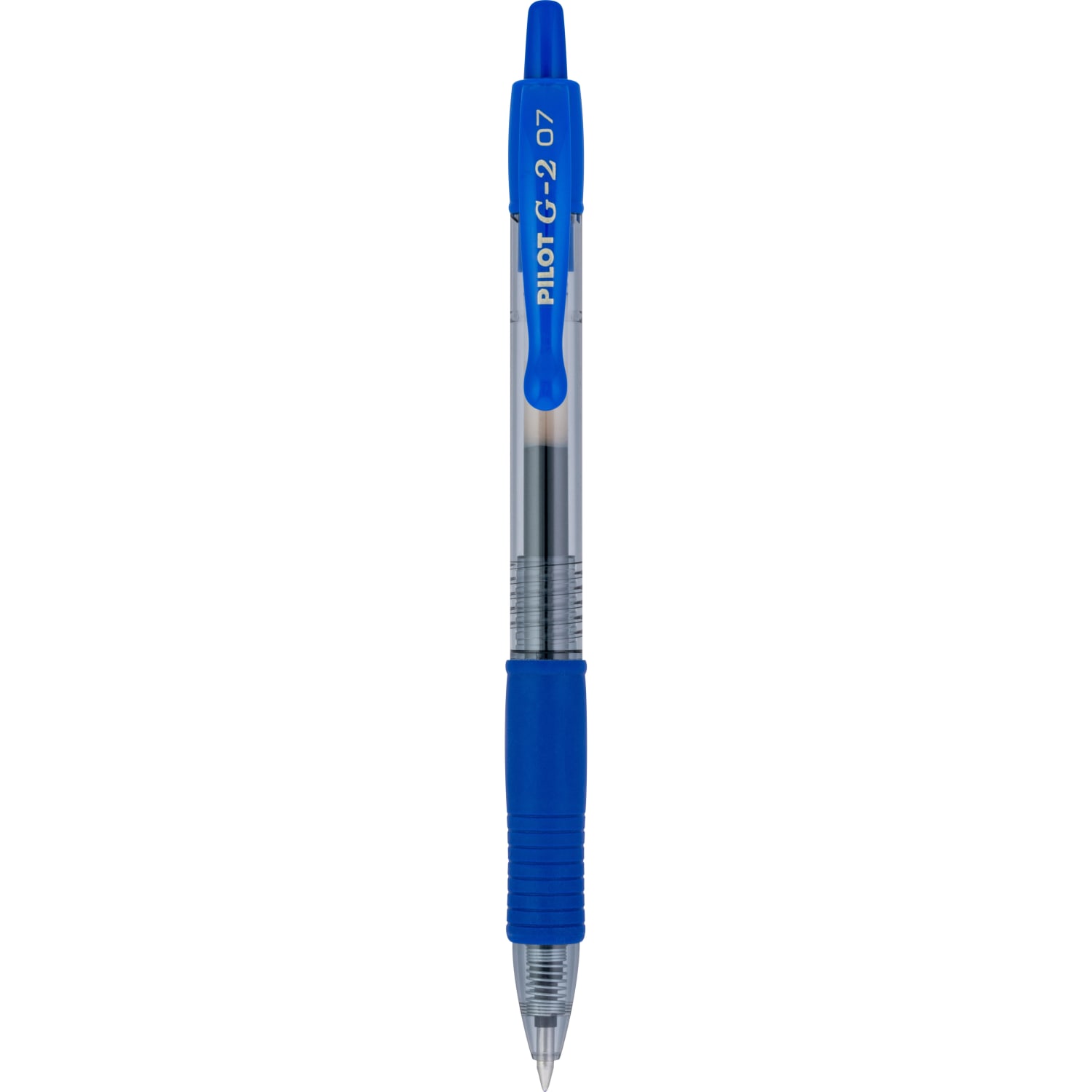 Pilot G2 Retractable Gel Pen, Fine Point, 0.7mm, Clear Barrels, Blue Ink, Tub Of 36 Pens - Image 3