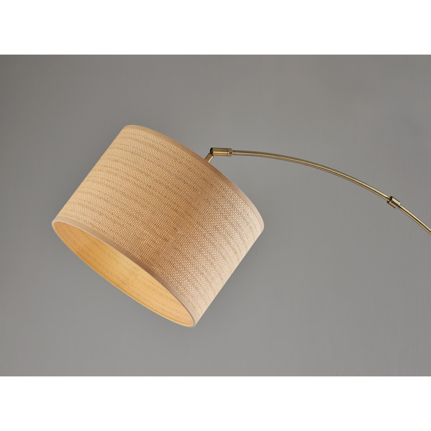 Adesso Bowery Arc Floor Lamp, 73-1/2inH, Natural/Beige/Antique Brass - Image 5
