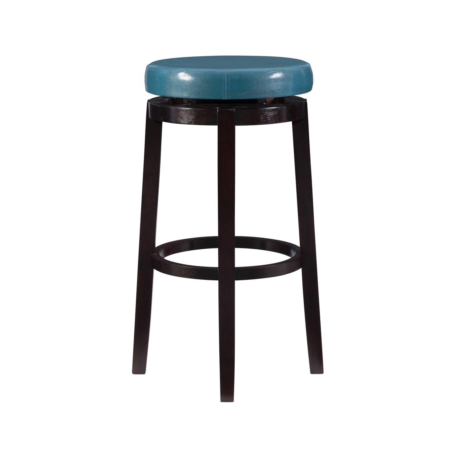 Linon Alice Backless Faux Leather Swivel Bar Stool, Teal/Brown - Image 6