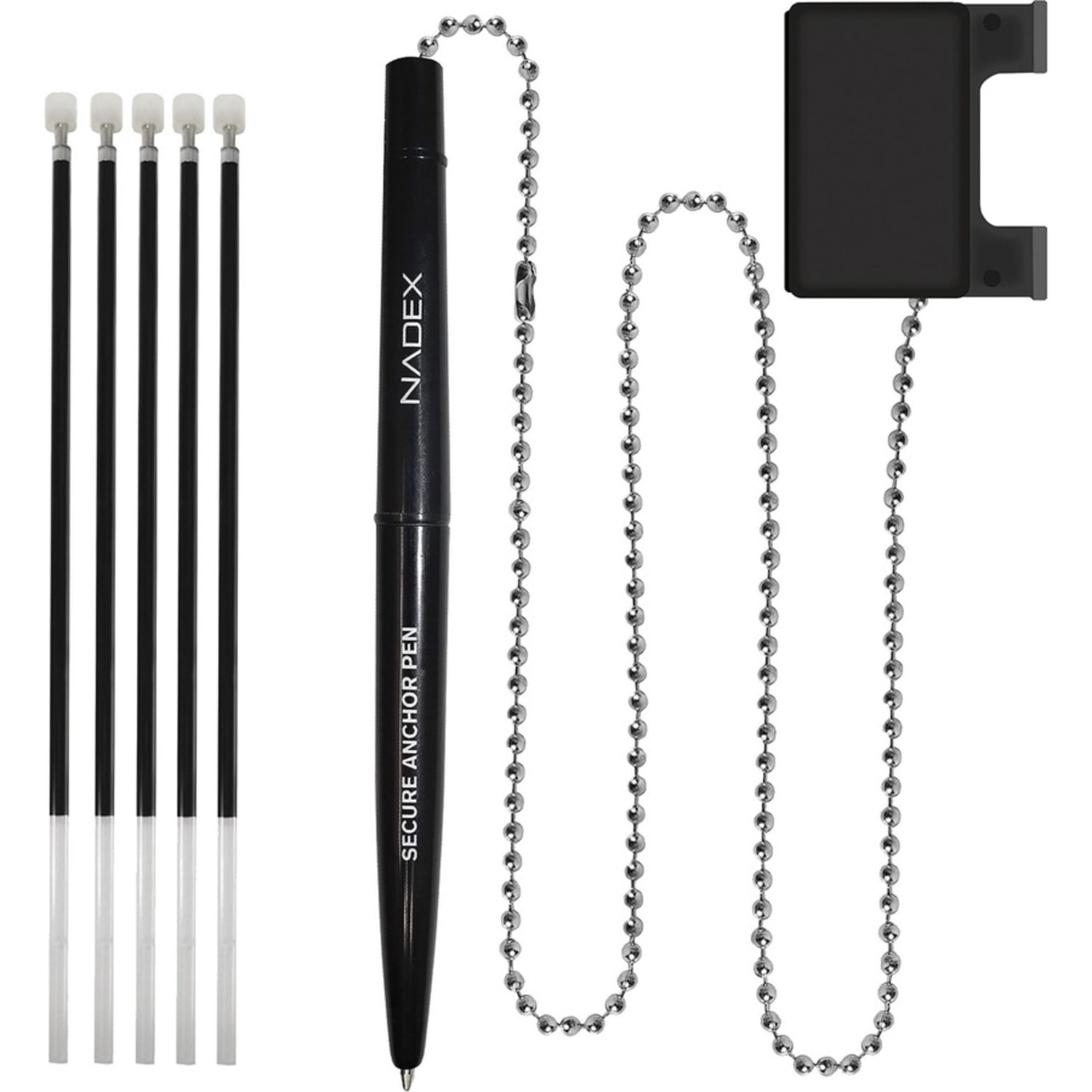 Nadex Coins Ball and Chain Security Pen Set (4 Pens) - Rubber - Black - Image 5