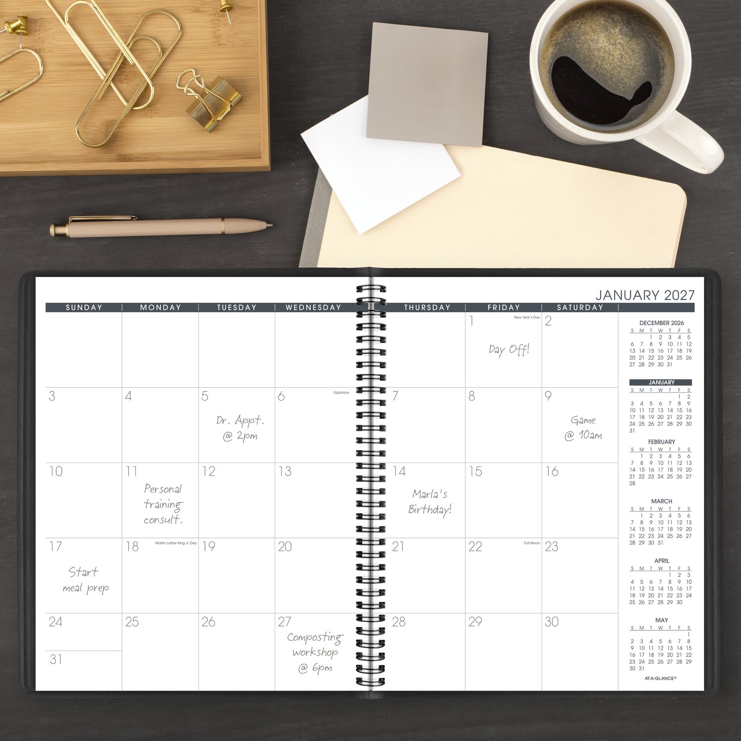 AT-A-GLANCE 2027 15-Month Monthly Planner, Black, Large, 9in x 11in - Image 3
