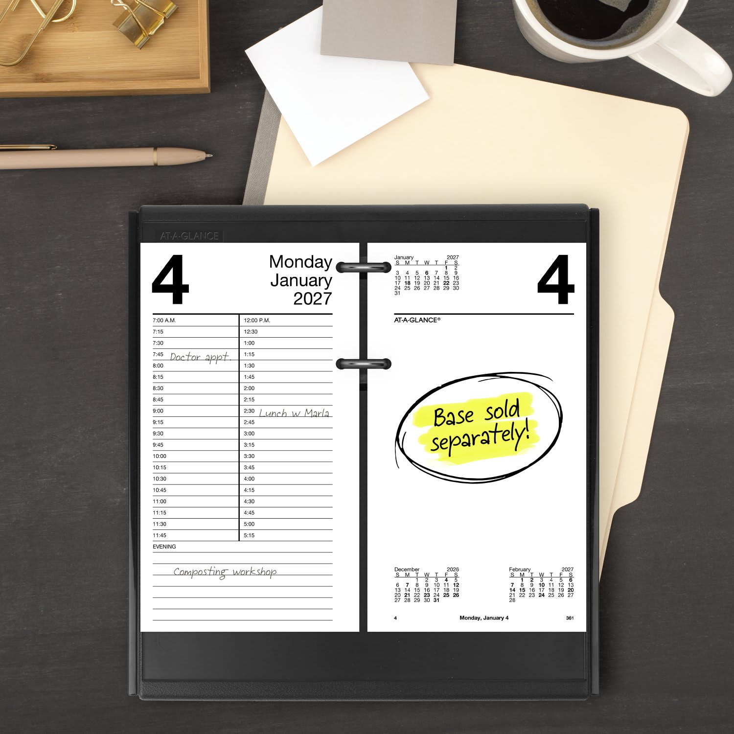 AT-A-GLANCE 2027 Daily Loose-Leaf Desk Calendar Refill, Standard, 4 1/2in x 8in - Image 3