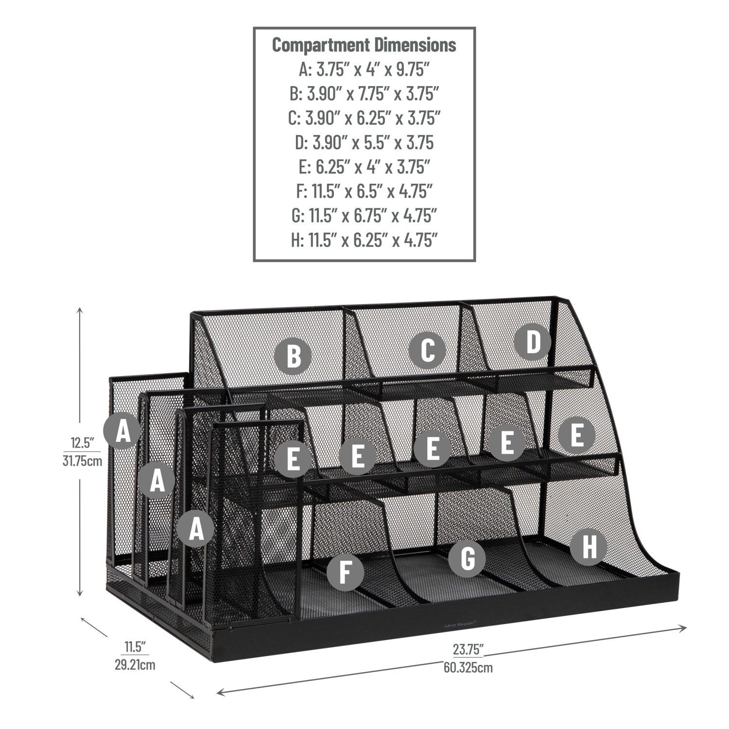 Mind Reader 14-Compartment Coffee Cup and Condiment Organizer, 12-1/2inH x 11-1/2inW x 23-3/4inL Black - Image 4