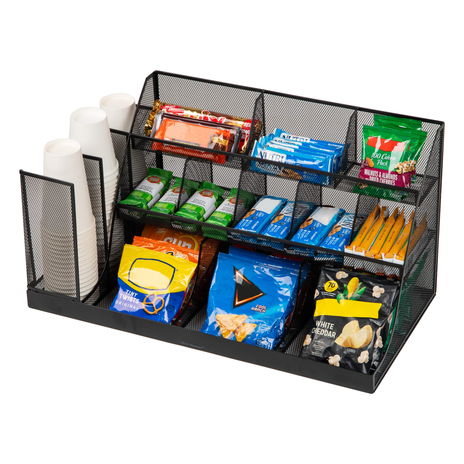 Mind Reader 14-Compartment Coffee Cup and Condiment Organizer, 12-1/2inH x 11-1/2inW x 23-3/4inL Black - Image 6