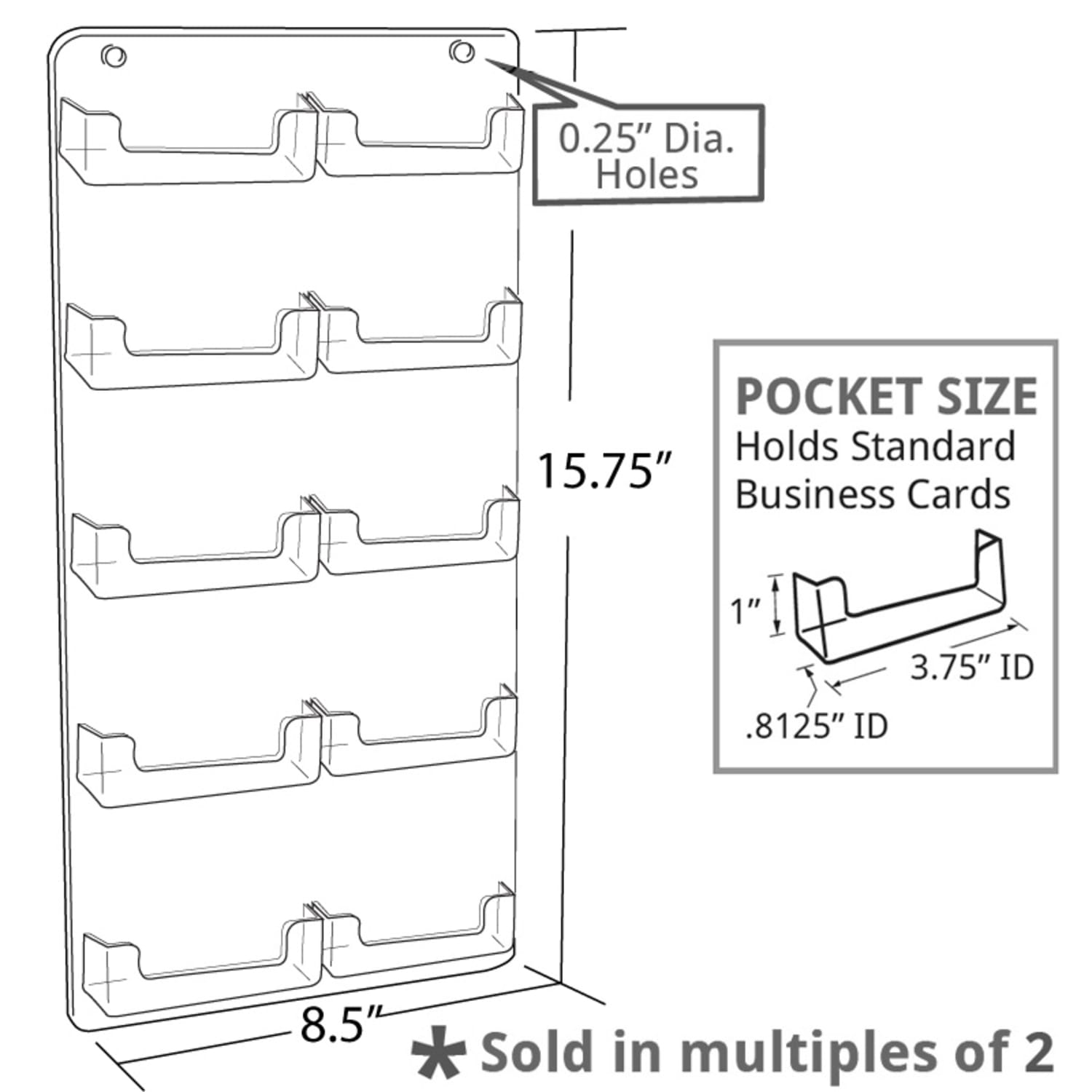 Azar Displays Business And Gift Card Holders, 10 Pockets, Wall Mount, 8.5inW x 15.75inH, Clear, Pack Of 2 - Image 3