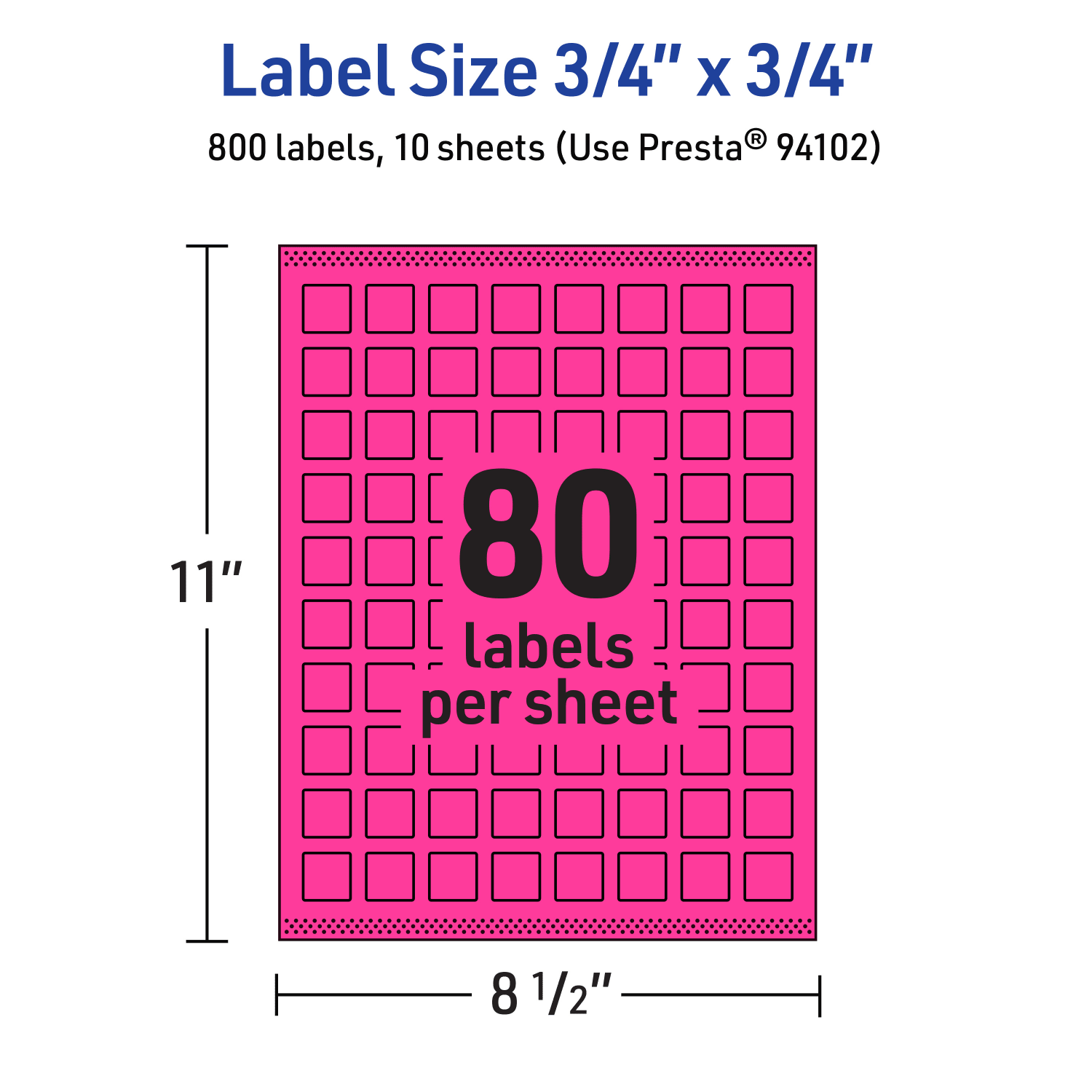 Avery Print-To-The-Edge Labels With Sure Feed Technology And Easy Peel, 94102-NMP10, Square, 3/4in x 3/4in, Matte Neon Magenta, Pack of 800 - Image 6