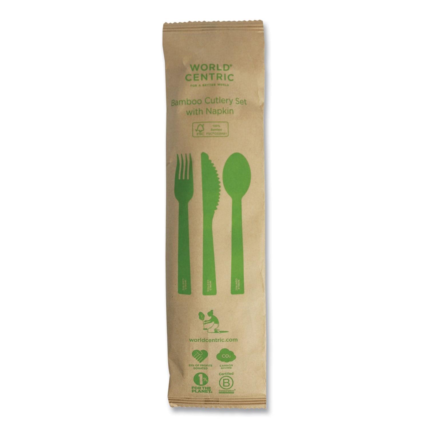 World Centric Bamboo Cutlery, Knife/Fork/Spoon/Napkin, 6-3/4in, Natural, Carton Of 250 Sets - Image 4
