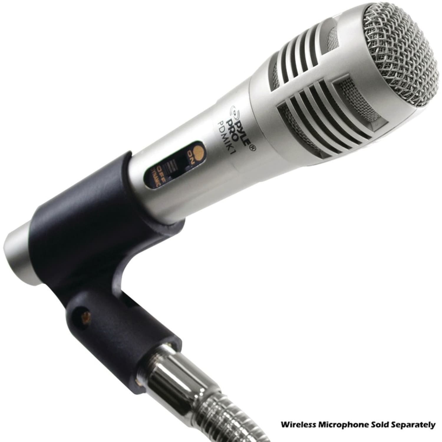 Pyle U-Base Die-Cast Iron Gooseneck Desktop Microphone Stand, 11.8inH x 7inW x 5.5inD, Black/Silver - Image 3