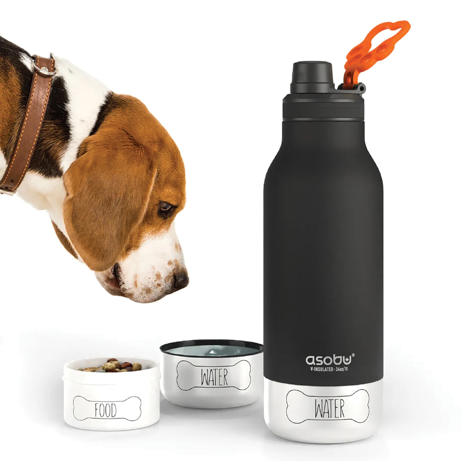 ASOBU Buddy 3-In-1 Water Bottle With Removable Dog Bowl And Food Compartment, 32 Oz, Black - Image 6