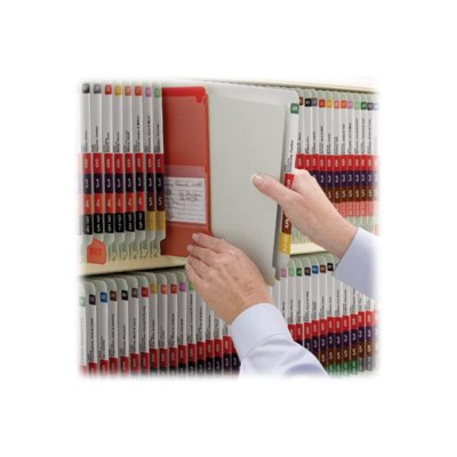 Smead Pressboard Classification Folders With SafeSHIELD Fasteners, End-Tab, 1 Divider, Letter Size, Gray/Green, Pack Of 10 - Image 4