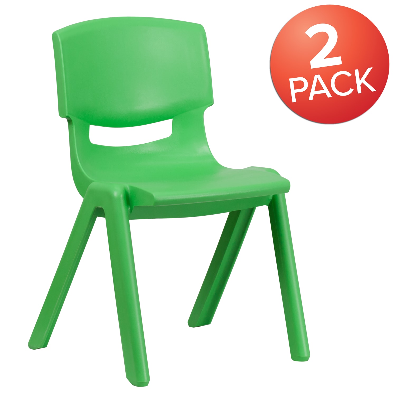 Flash Furniture Plastic Stackable School Chairs With 15-1/2in Seat Height, Green, Set Of 2 Chairs - Image 3