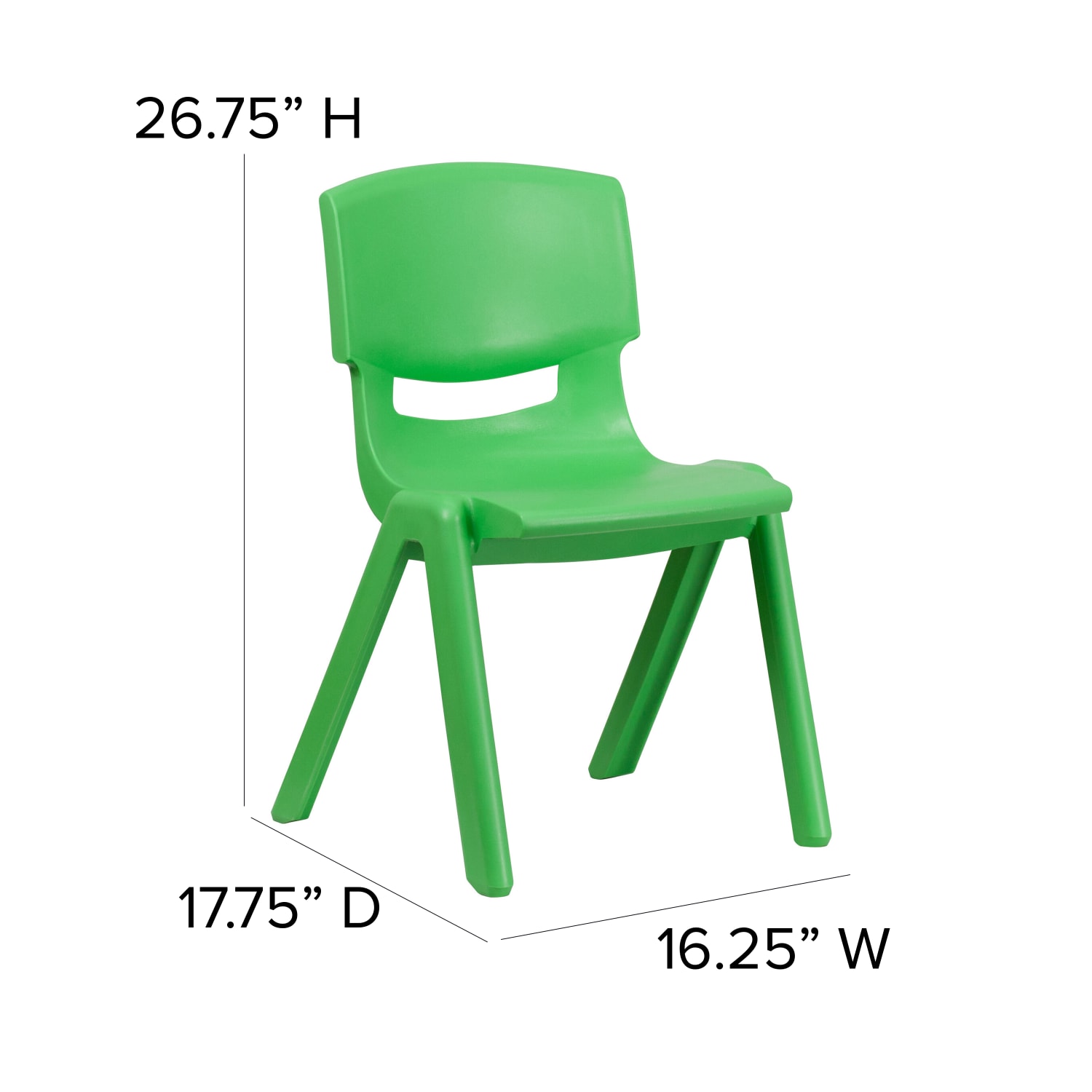 Flash Furniture Plastic Stackable School Chairs With 15-1/2in Seat Height, Green, Set Of 2 Chairs - Image 8