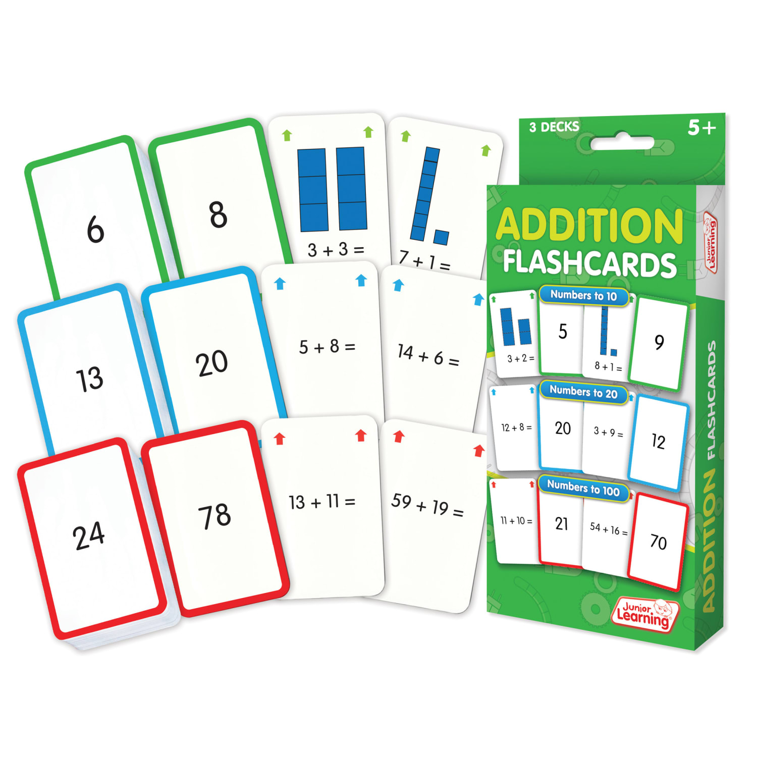 Junior Learning Flashcards, 7in x 3-1/3in, Addition, Pack Of 3 Flashcards, Set Of 3 Packs - Image 3