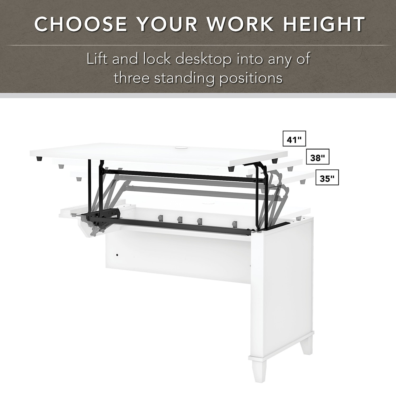 Bush Furniture Somerset 72inW 3-Position Sit-To-Stand L-Shaped Desk With Hutch And Bookcase, White, Standard Delivery - Image 4