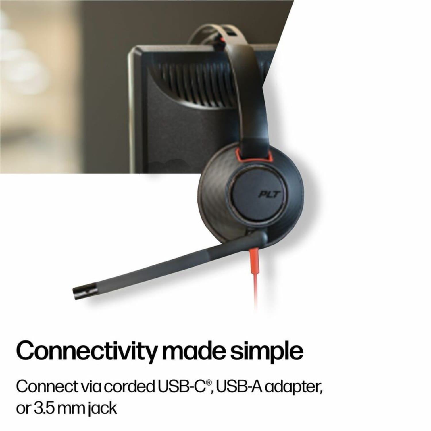 Poly Blackwire 5220 Stereo USB-C Headset + 3.5mm Plug + USB-C/A Adapter - Microsoft Teams Certification - Stereo - USB Type C, Mini-phone (3.5mm) - Wired - 32 Ohm - On-ear - Binaural - Ear-cup - 7.10 ft Cable - Image 5