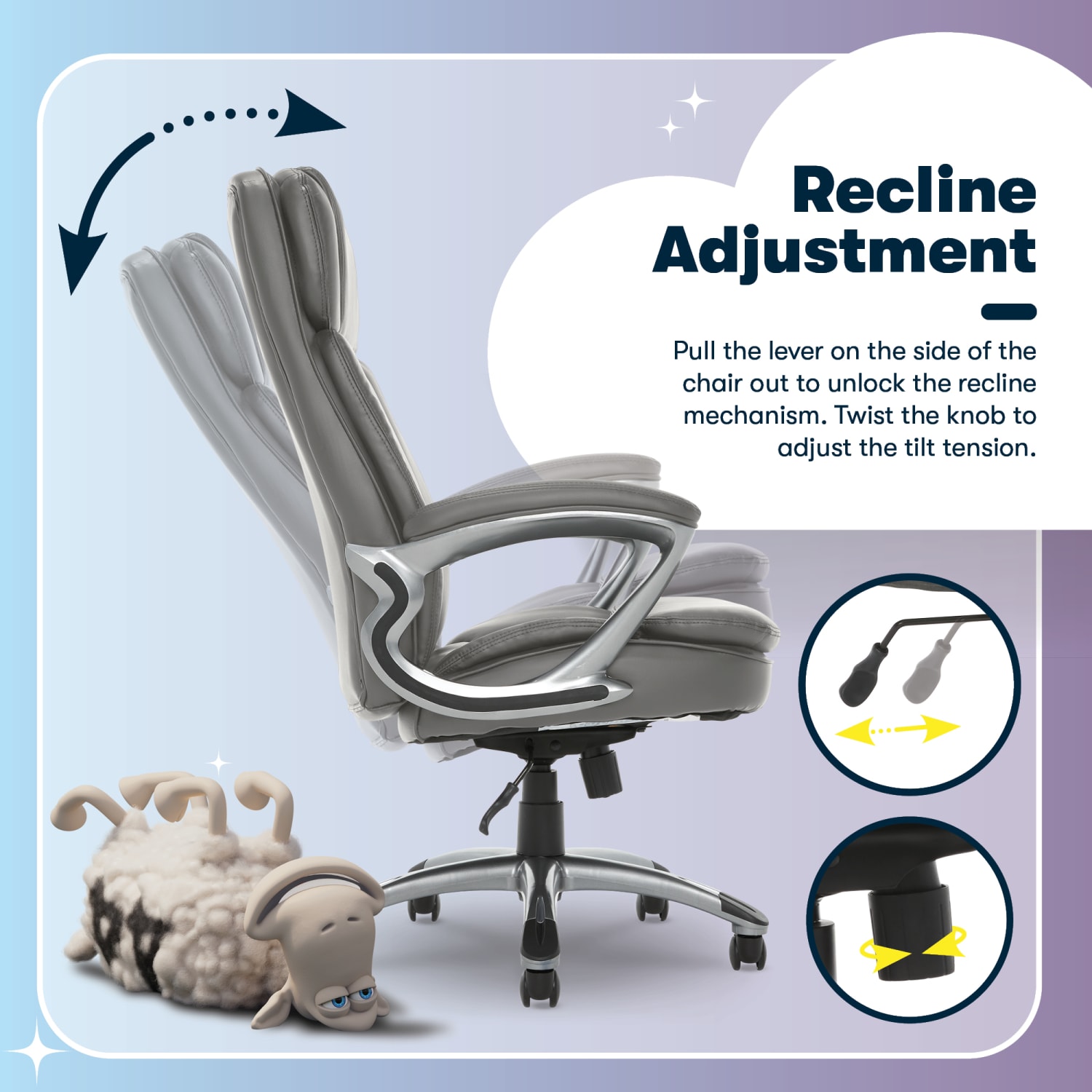 Serta Big And Tall Ergonomic Bonded Leather High Back Office Chair GraySilver PopularChairscom
