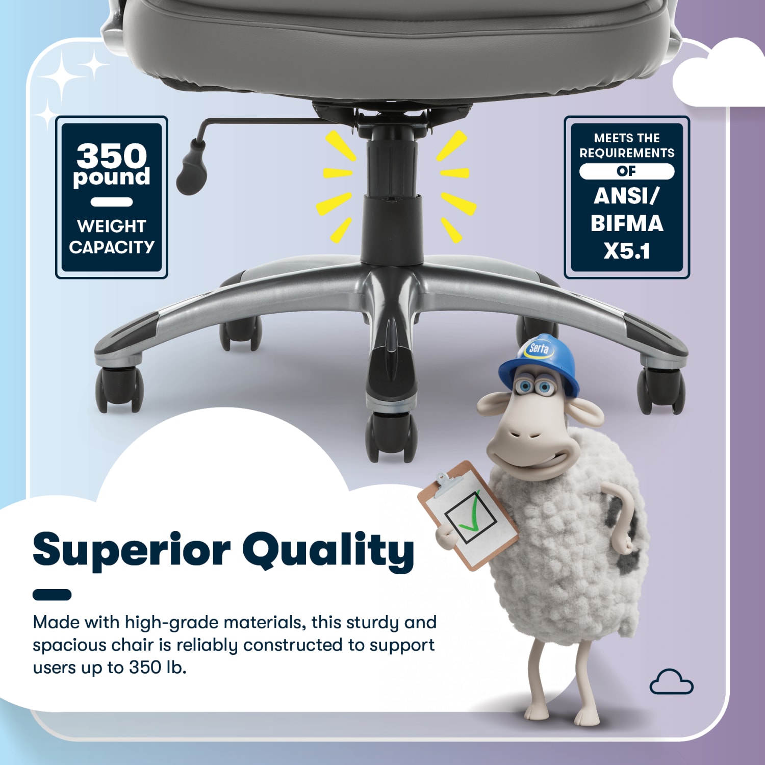 Serta Big And Tall Ergonomic Bonded Leather High Back Office Chair GraySilver PopularChairscom