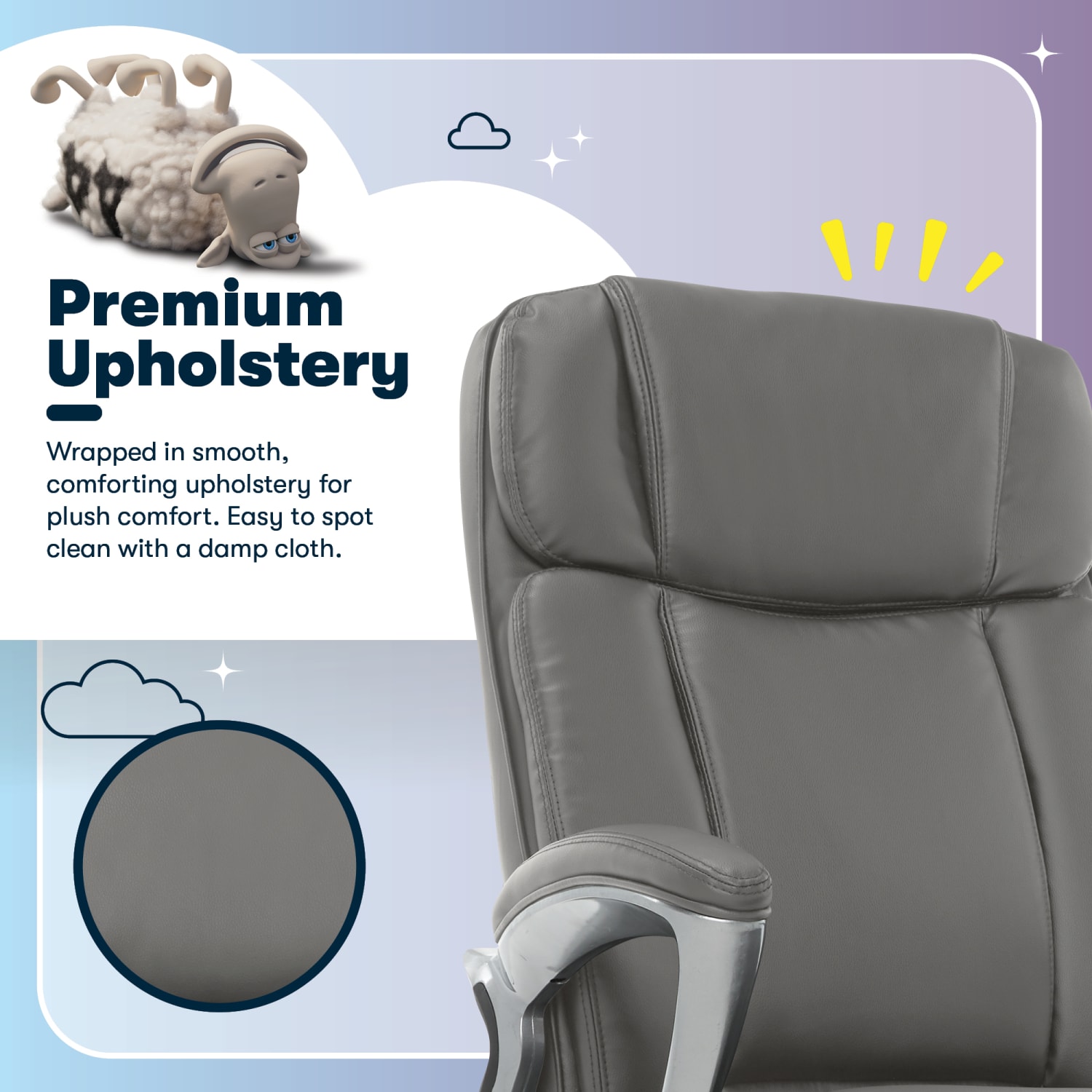 Serta Big And Tall Ergonomic Bonded Leather High Back Office Chair GraySilver PopularChairscom