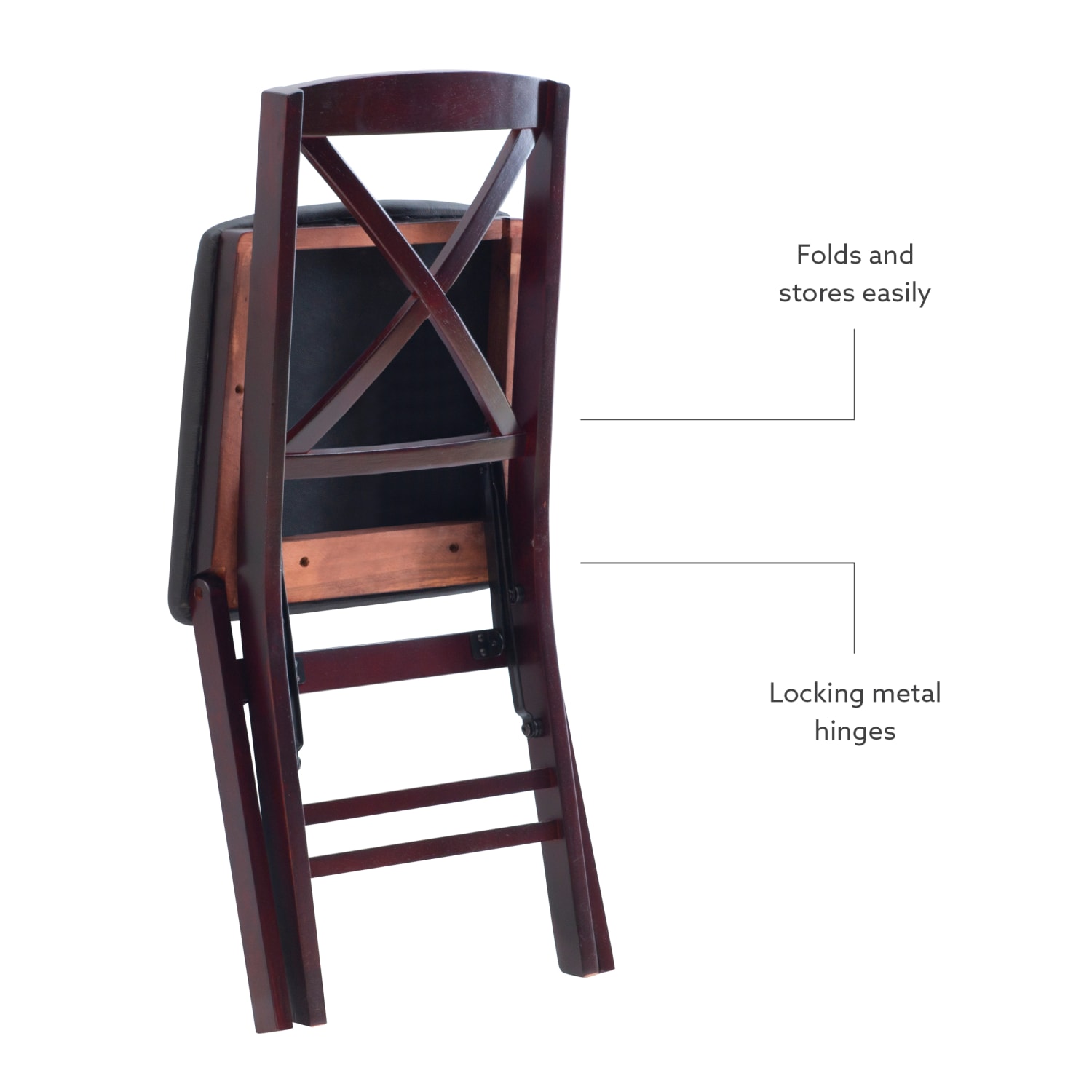 Linon Bradford X-Back Folding Chairs, Espresso, Set Of 2 Chairs - Image 5