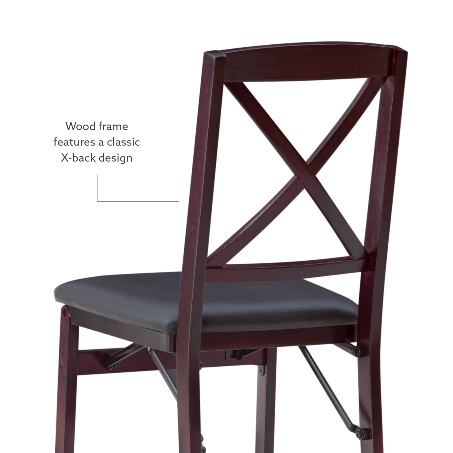 Linon Bradford X-Back Folding Chairs, Espresso, Set Of 2 Chairs - Image 6