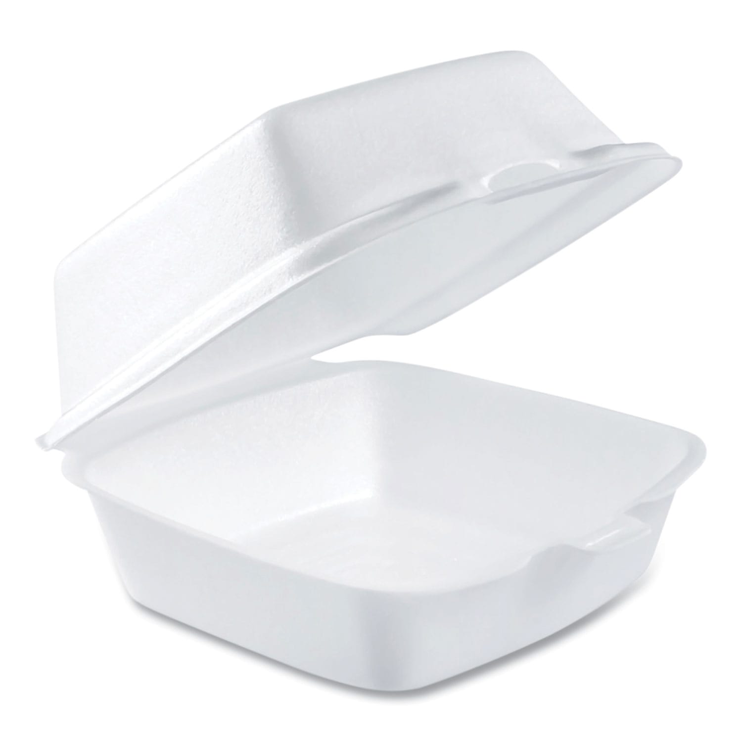 Dart Foam Hinged-Lid Containers, 2-7/8inH x 5-3/8inW x 5-1/2inD, White, Carton Of 500 Containers