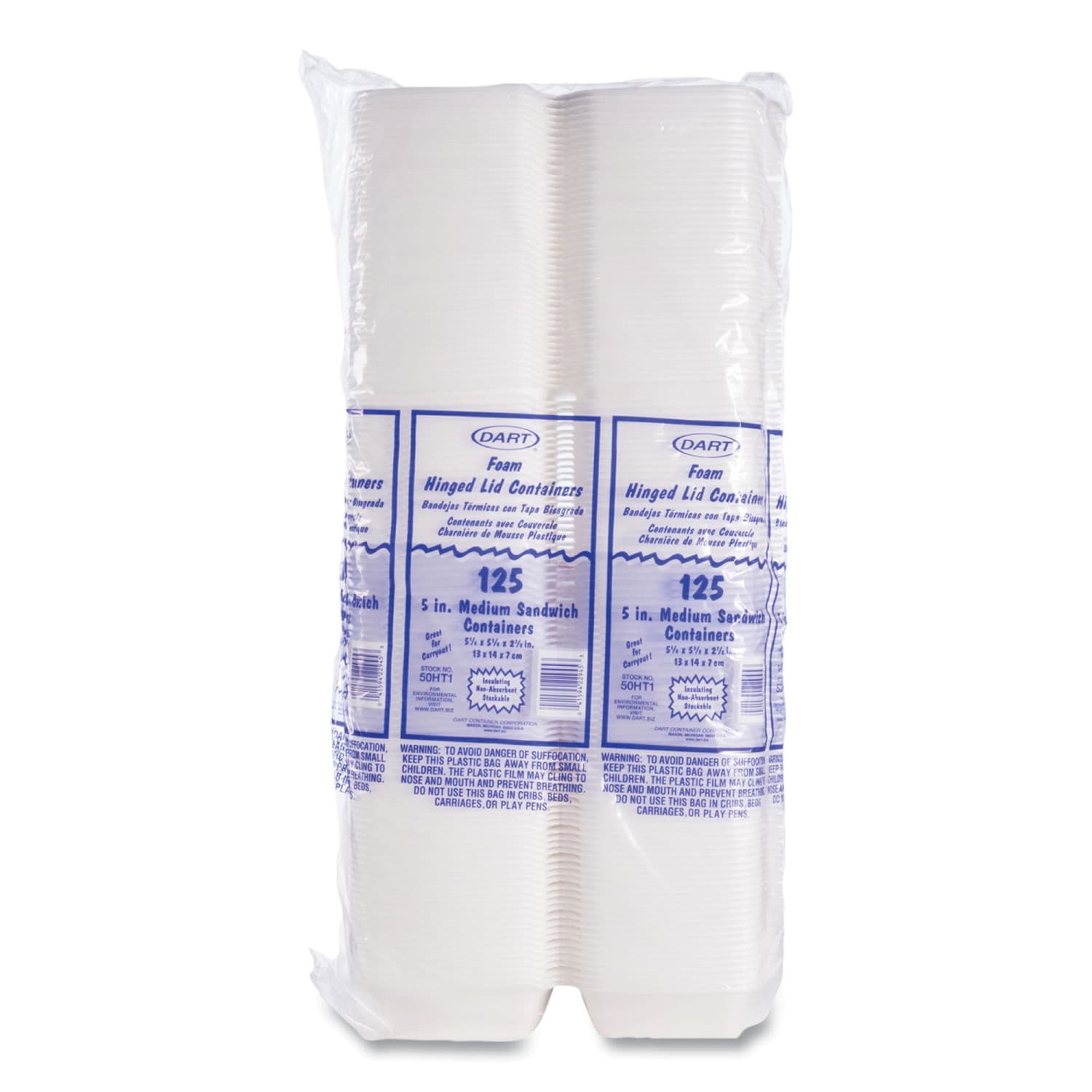Dart Foam Hinged-Lid Containers, 2-7/8inH x 5-3/8inW x 5-1/2inD, White, Carton Of 500 Containers - Image 4