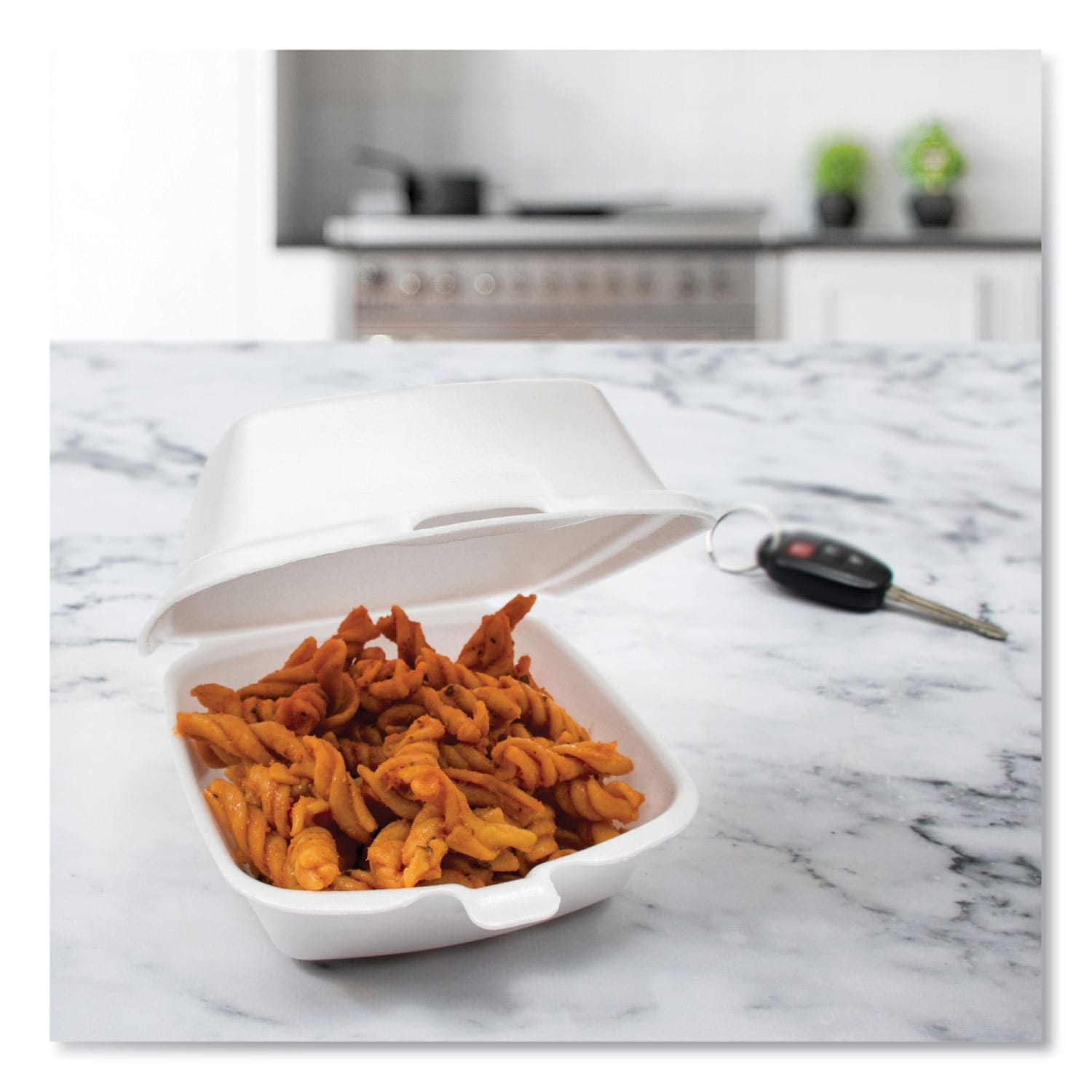 Dart Foam Hinged-Lid Containers, 2-7/8inH x 5-3/8inW x 5-1/2inD, White, Carton Of 500 Containers - Image 6