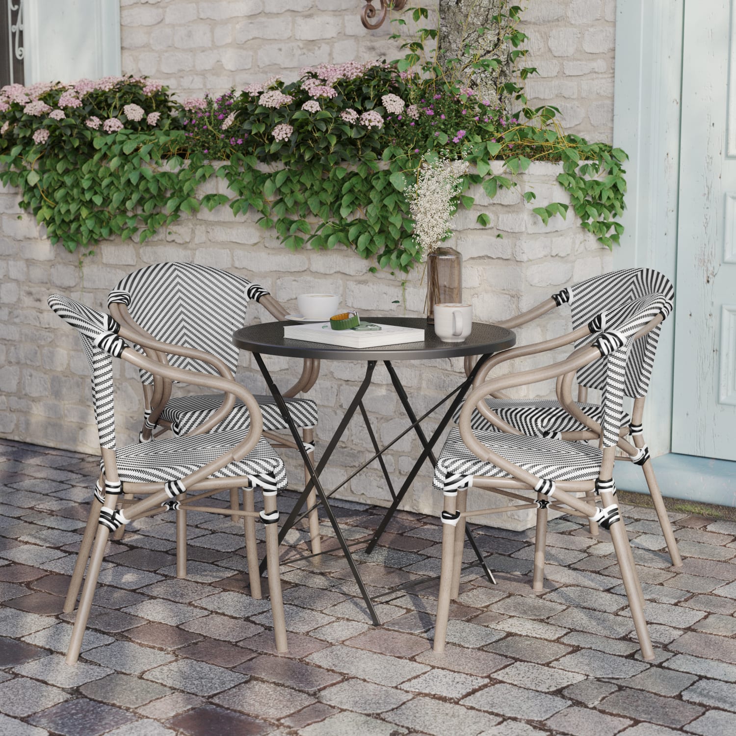 Flash Furniture 4 Pack Marseille IndoorOutdoor Commercial Bistro Stacking Chair with Arms Black WhiteLight Natural Frame 4SDAS64218BKWLT PopularChairscom Flash Furniture 4 Pack Marseille IndoorOutdoor Commercial Bistro Stacking Chair with Arms Black WhiteLight Natural Frame 4SDAS64218BKWLT PopularChairscom