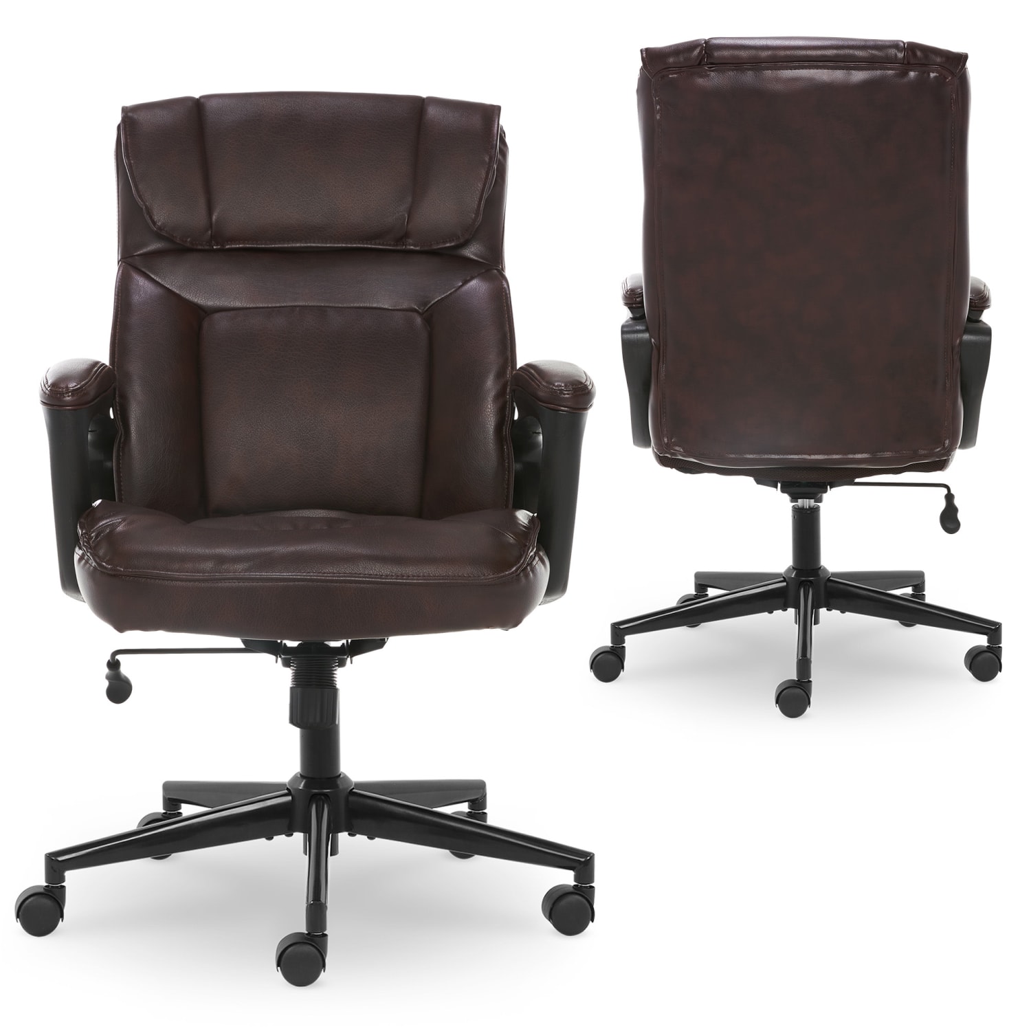 Serta Style Hannah I Bonded Leather High-Back Office Chair, Comfort Biscuit/Black - Image 6