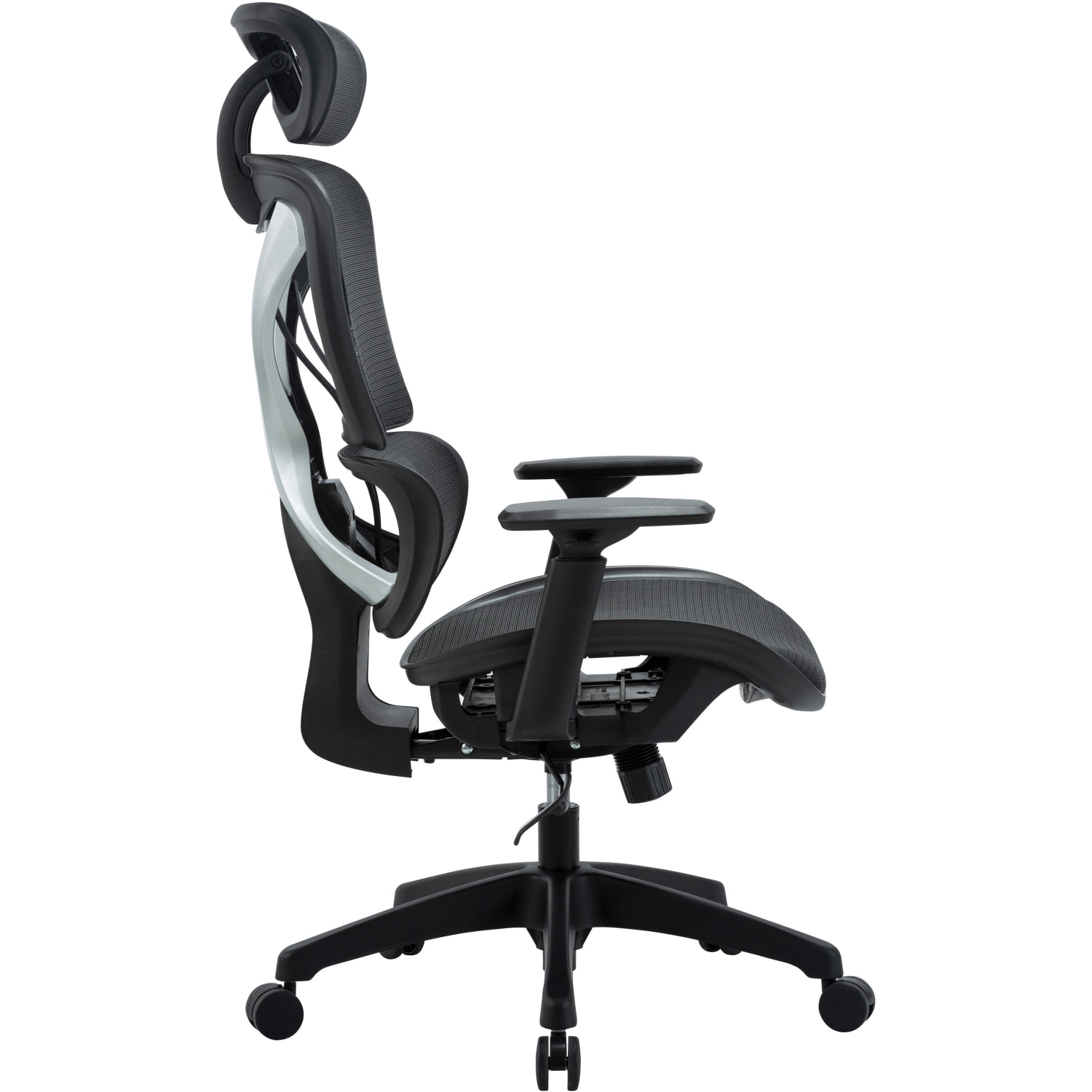 Lorell High-back Mesh Chair - Plastic Frame - High Back - 5-star Base - Black - Armrest - 1 Each - Image 4