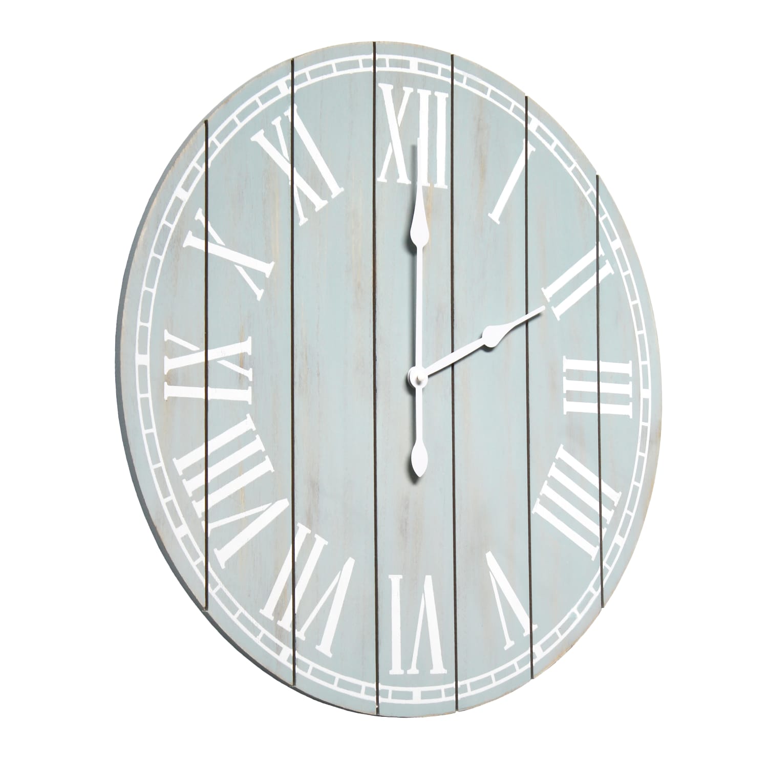 Elegant Designs Wood Plank Rustic Coastal Wall Clock, 23in, Light Blue Wash - Image 3