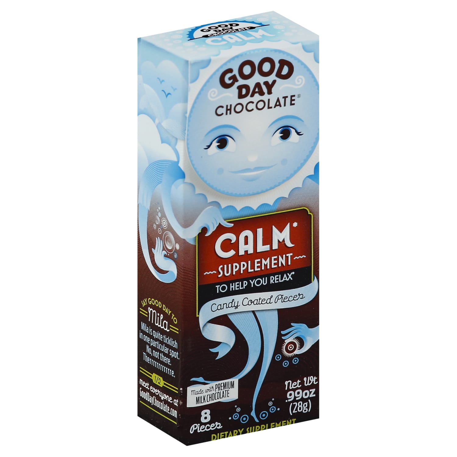 Good Day Chocolate Supplements, Calm Milk Chocolate, .99 oz, Total Qty 12