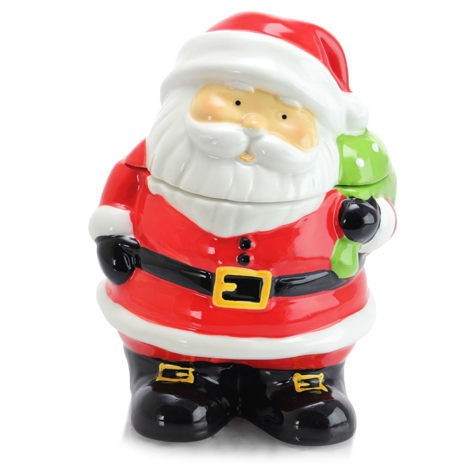 Gibson Home Jovial St. Nick Santa Holiday Cookie Jar, 7-1/2in, Red - Image 4