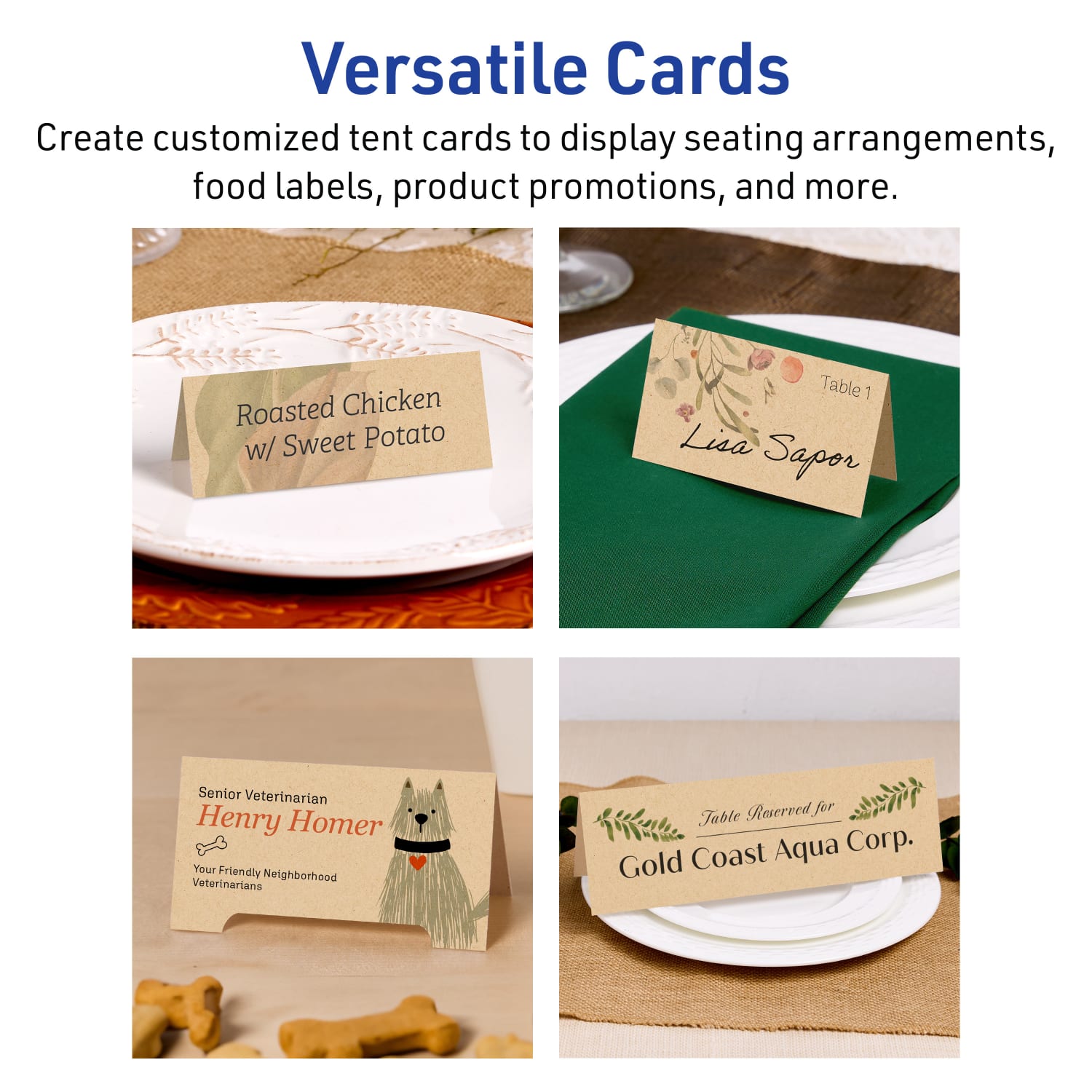 Avery Printable Place Cards With Sure Feed Technology, 1-7/16in x 3-3/4in Rectangle, Kraft Brown, Pack Of 150 - Image 4