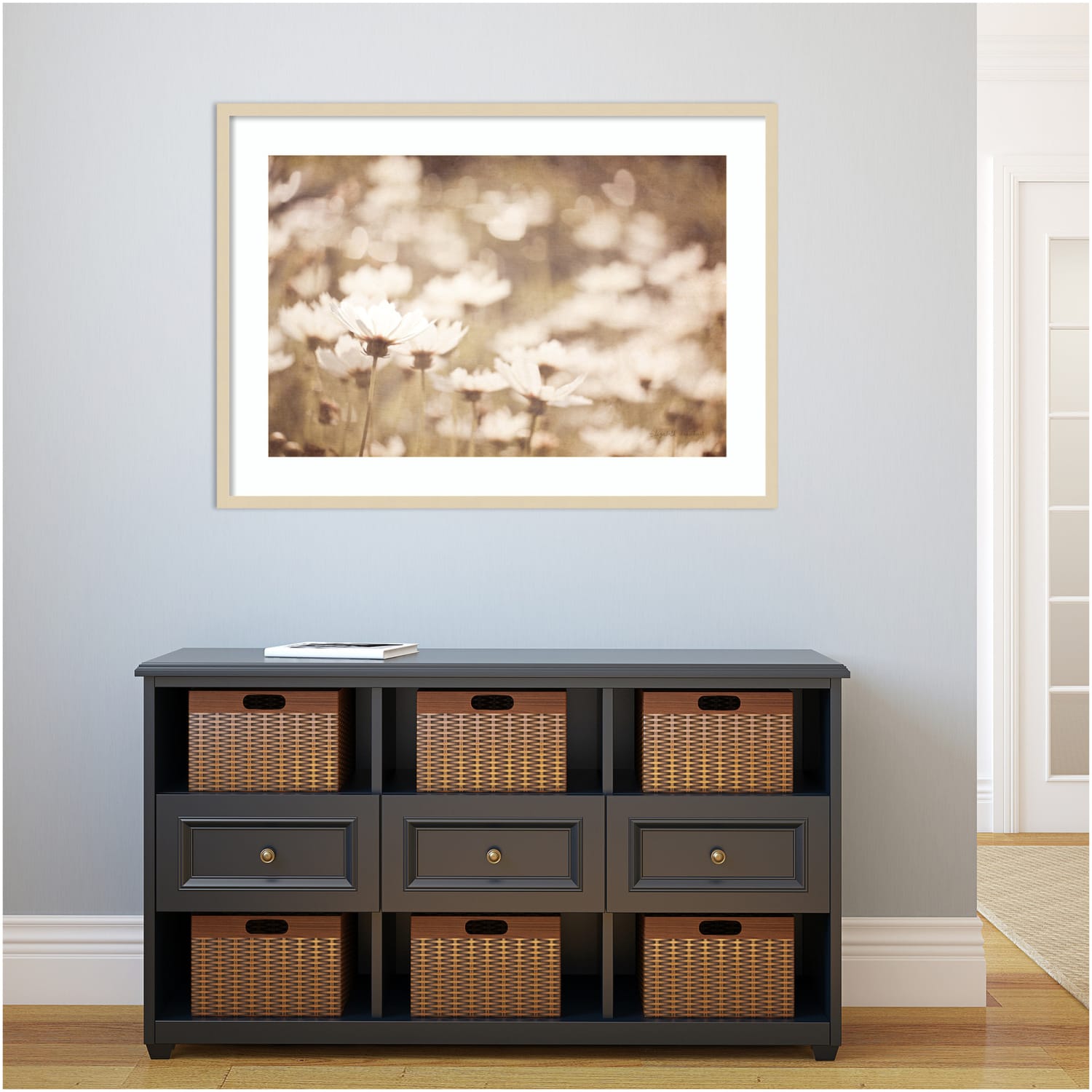Amanti Art Daisies I Neutral by Elizabeth Urquhart Wood Framed Wall Art Print, 30inH x 41inW, Natural - Image 4