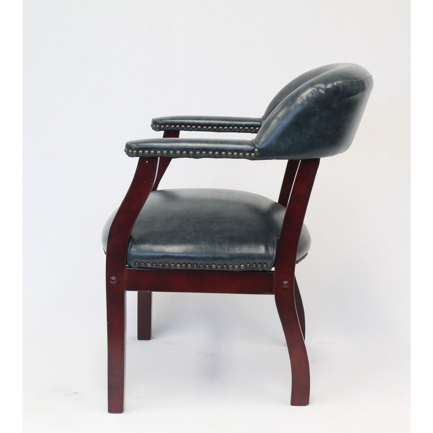 Boss Office Products Captains Guest Arm Chair, Blue/Mahogany - Image 6