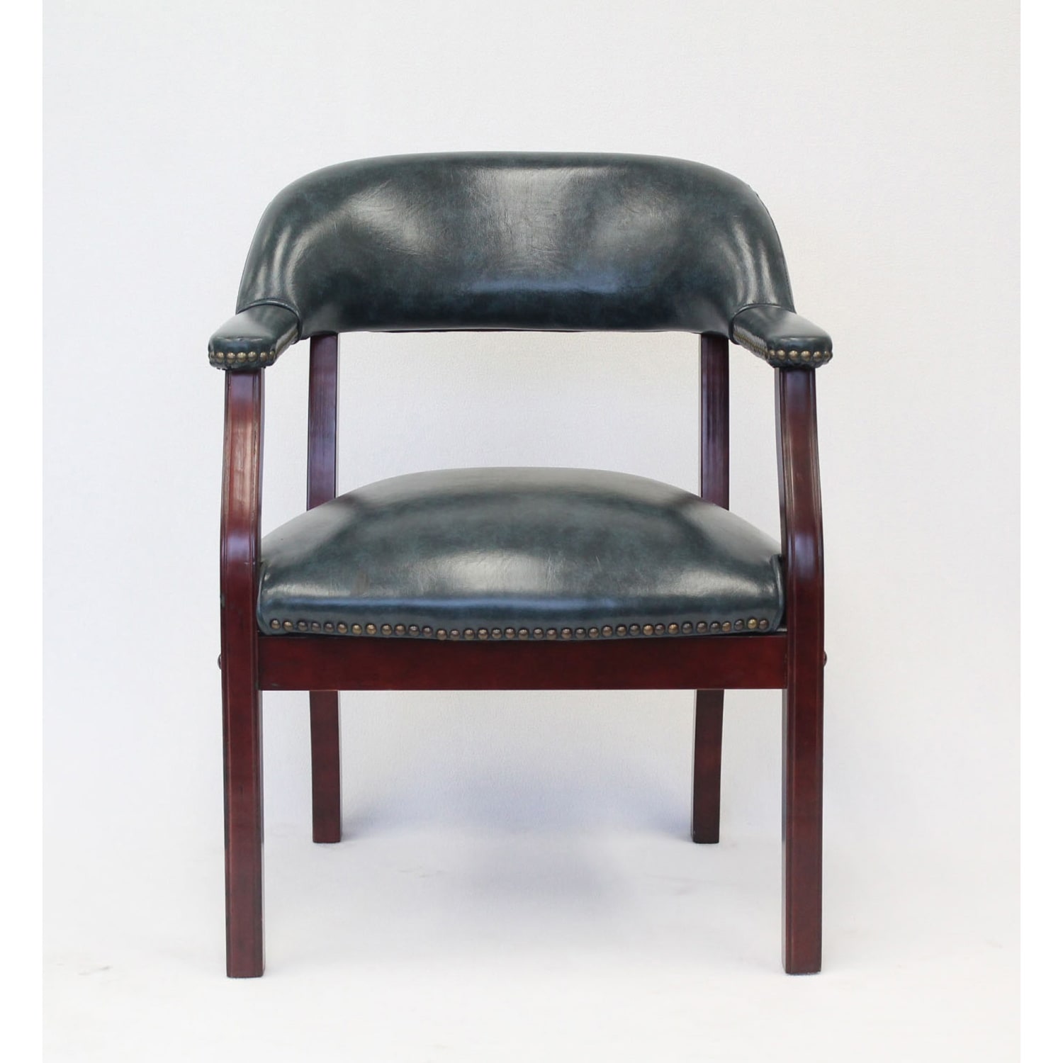 Boss Office Products Captains Guest Arm Chair BlueMahogany PopularChairscom