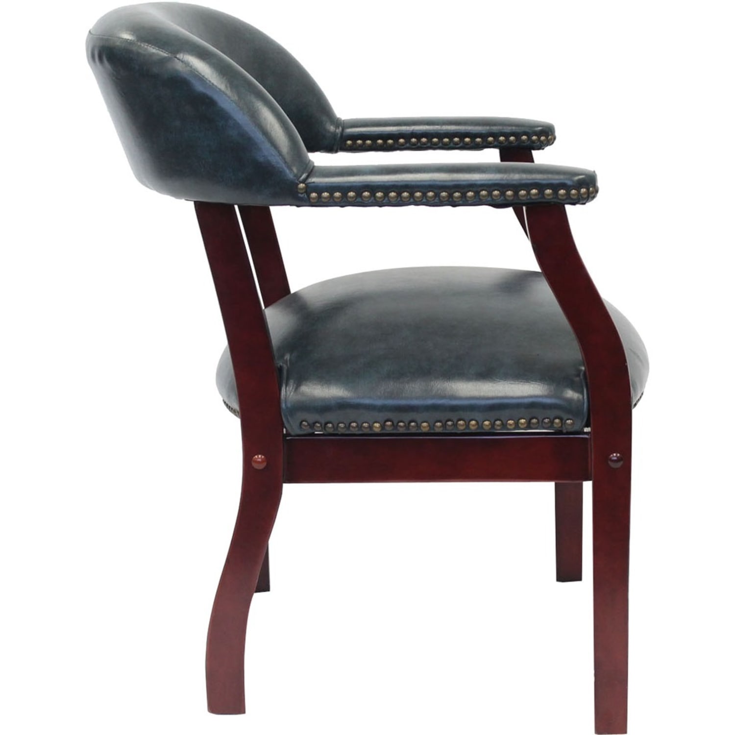 Boss Office Products Captains Guest Arm Chair BlueMahogany PopularChairscom